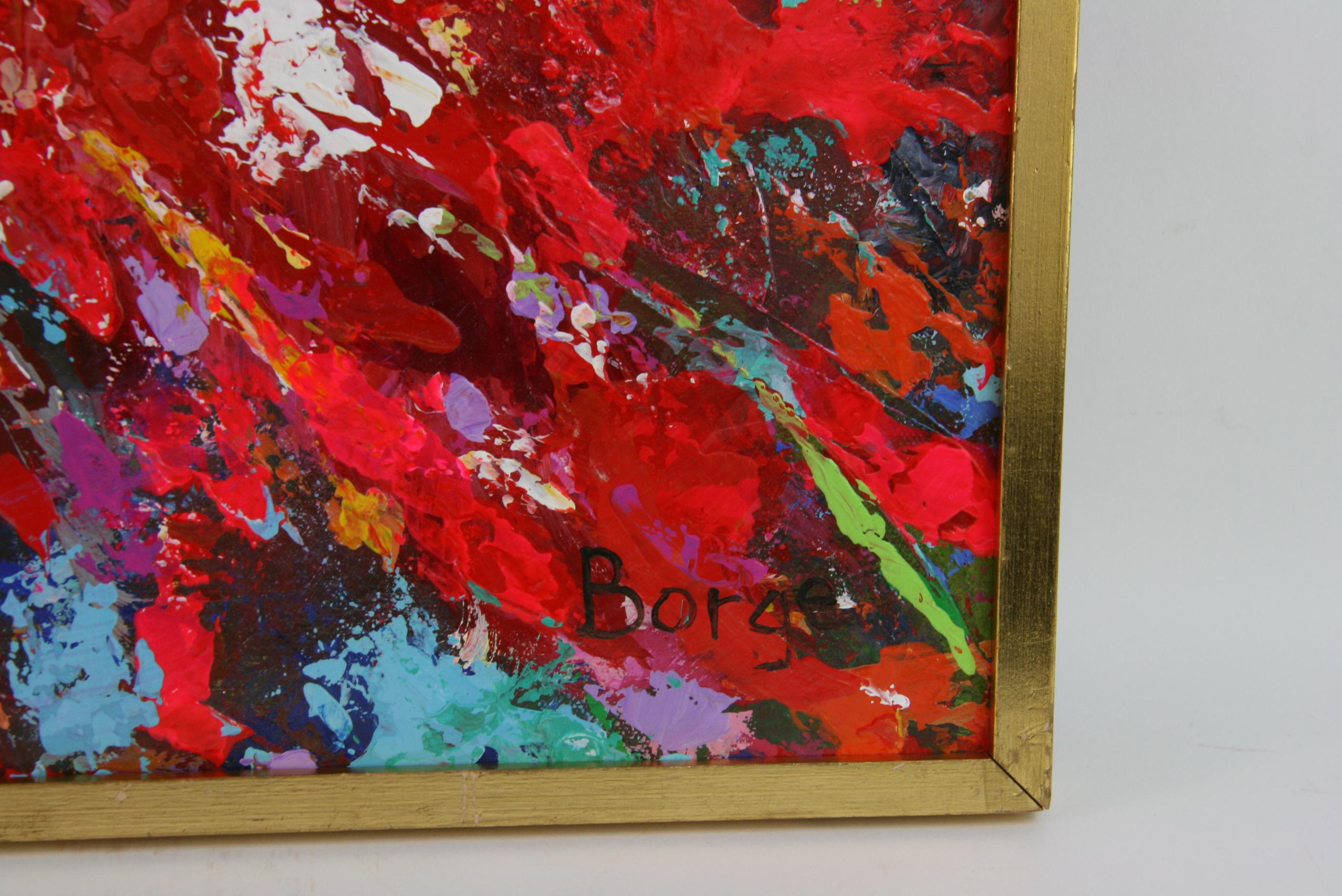 Borge - Abstract Expressionist Bold Red Painting For Sale at 1stDibs