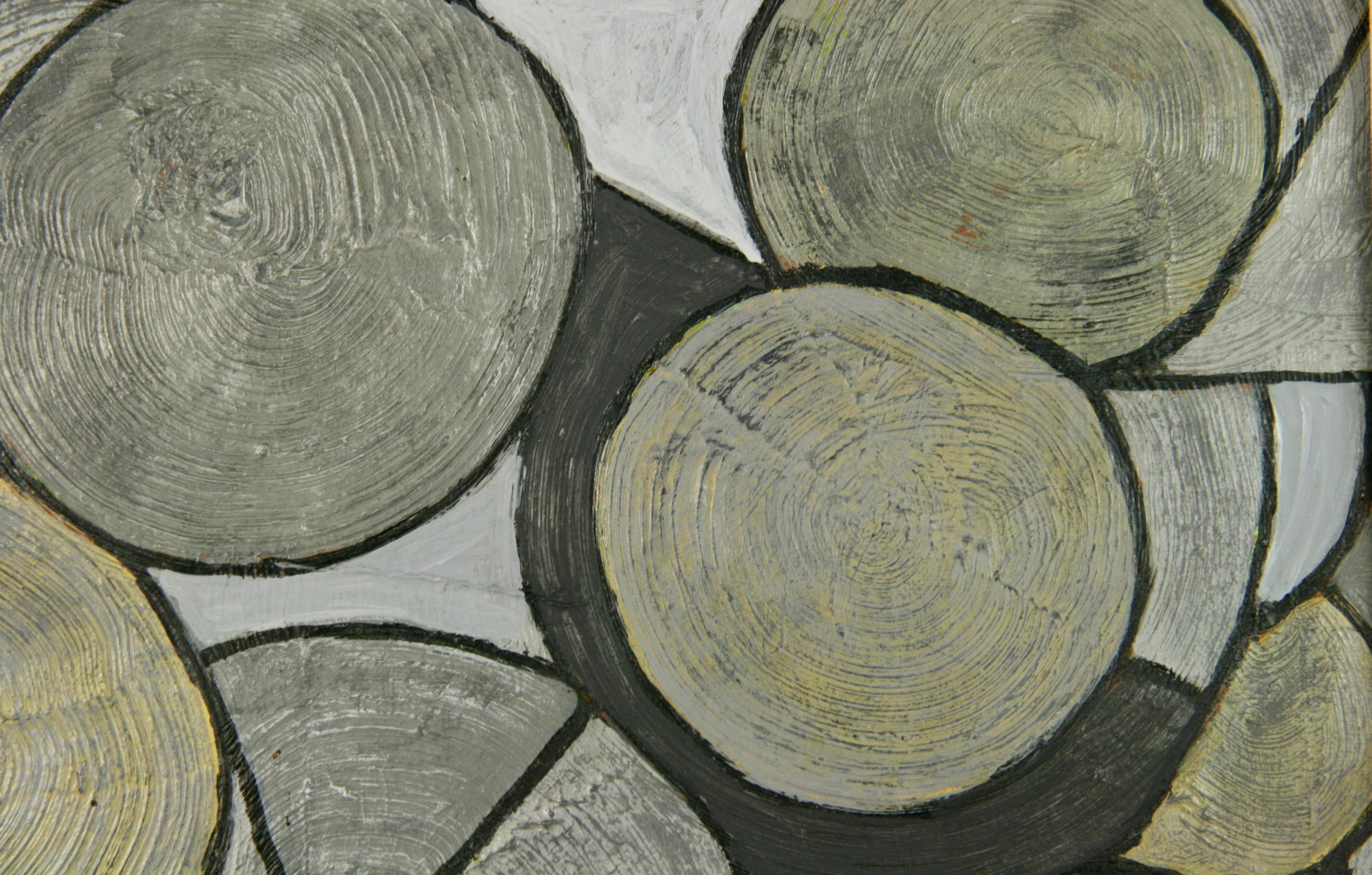 5-3478 Abstract acrylic in shades of gray
Set in a vintage  gilt and black  wood frame