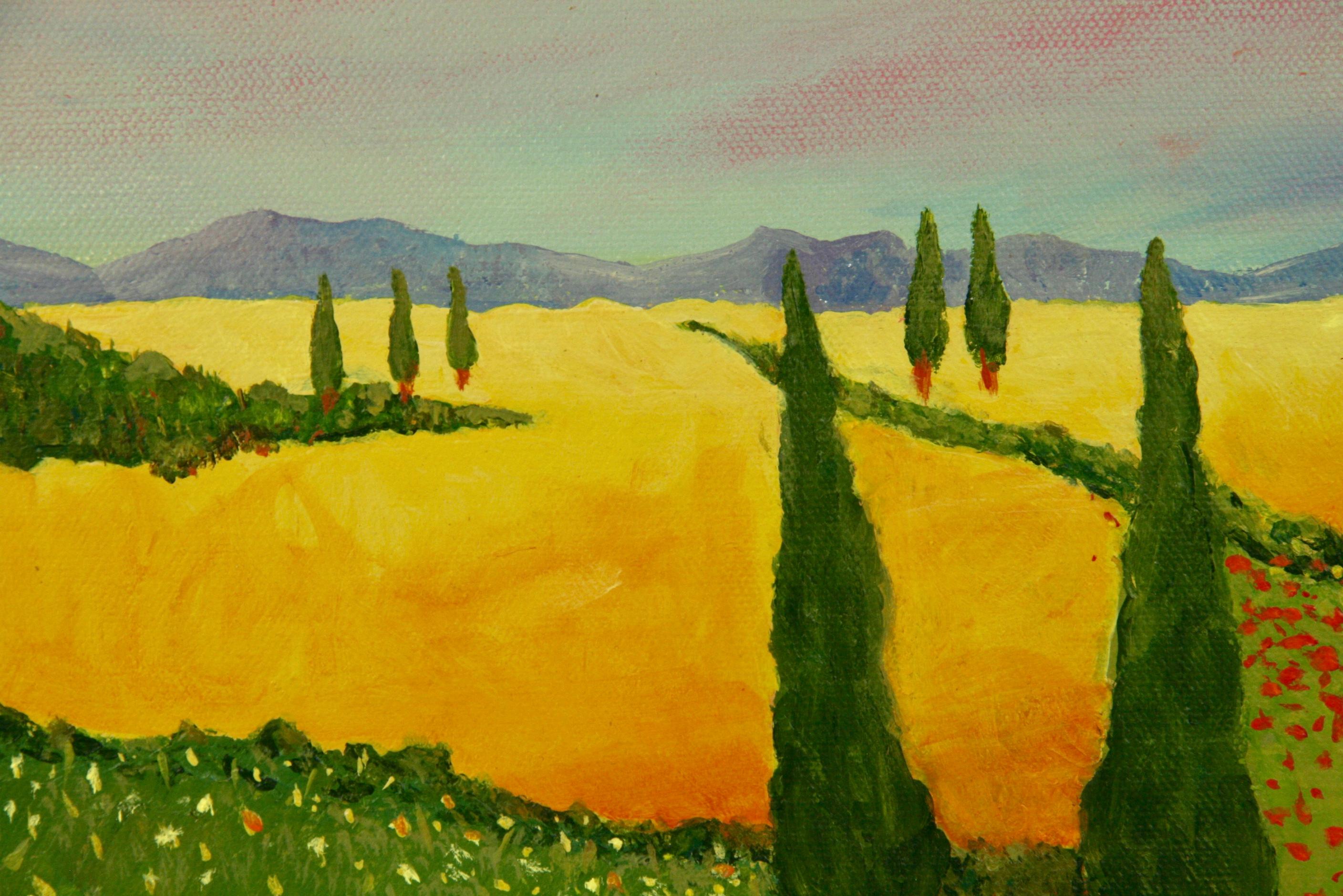 Summer in Tuscany Landscape  Painting - Brown Landscape Painting by Unknown