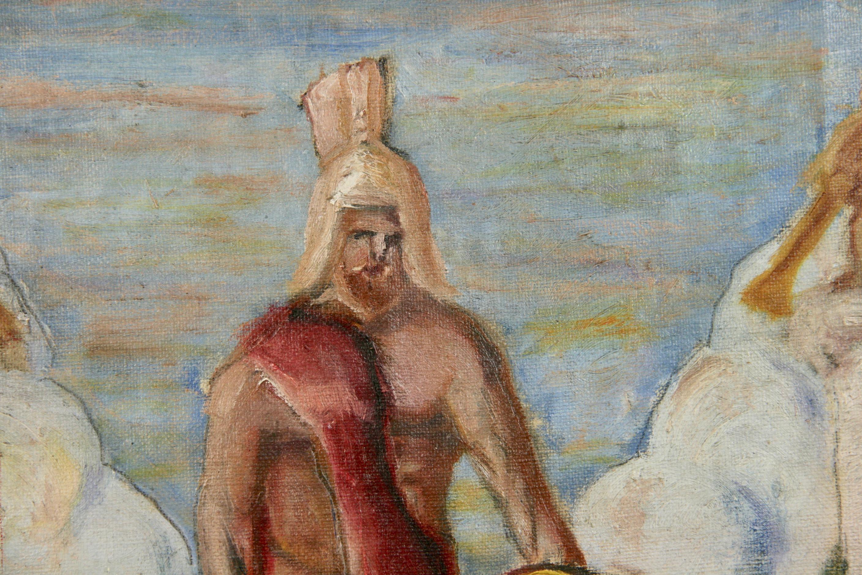 Antique European  Mythological Figurative oil  Painting 1920 1