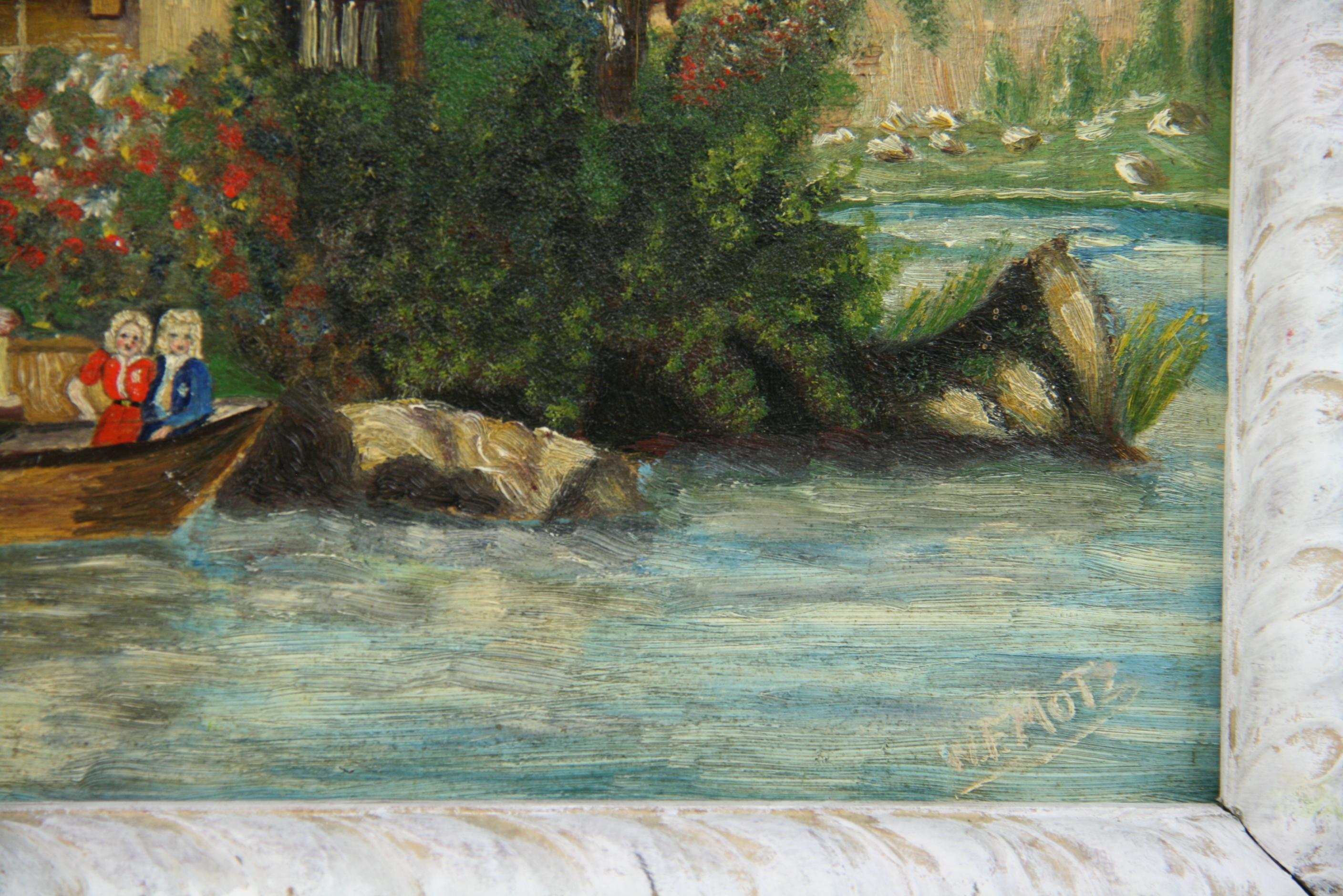 5-3499a Oil on wood panel landscape of an Lake Como villa
Set in an ornate wood frame