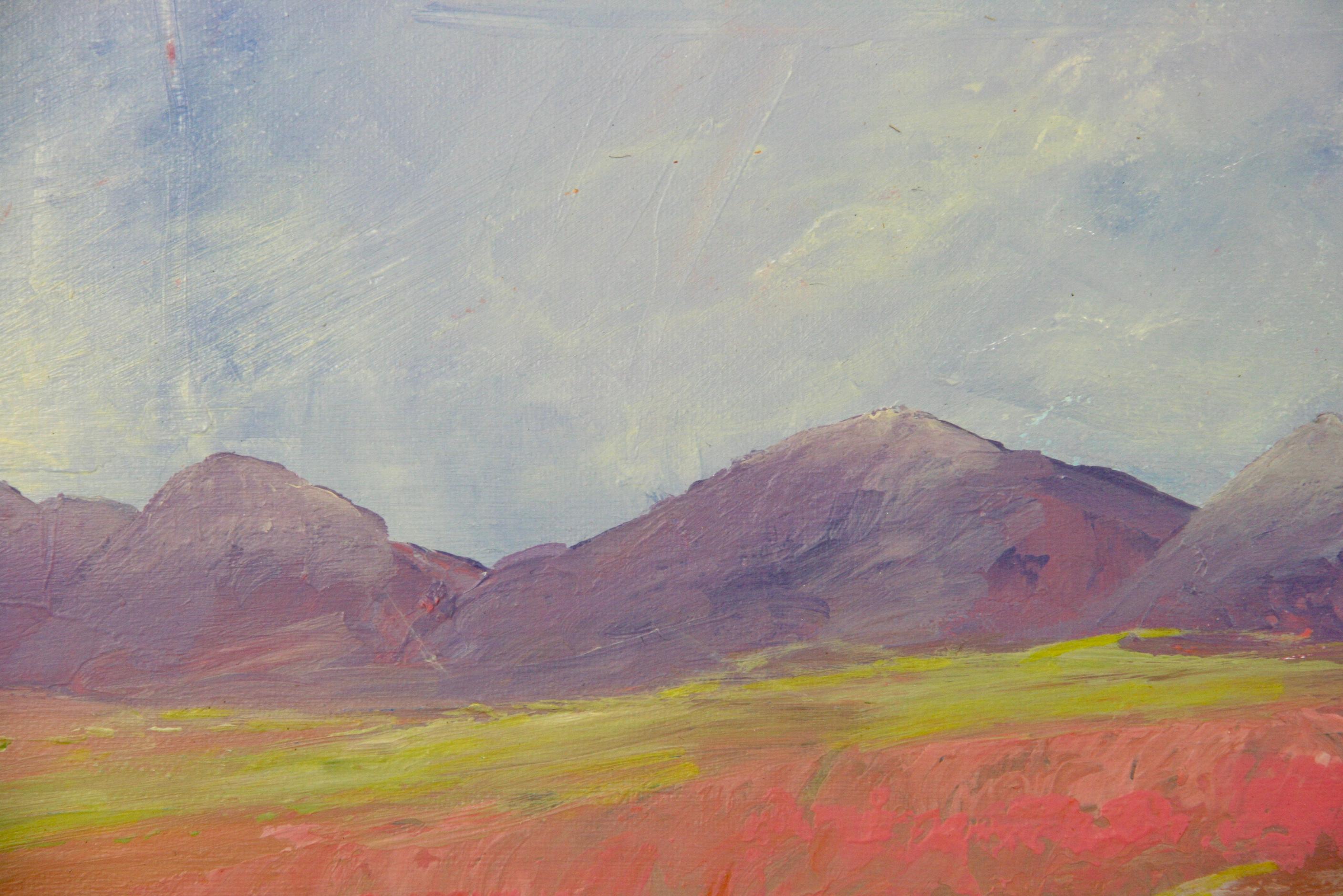 Pink Field Landscape  Abstract Painting 1