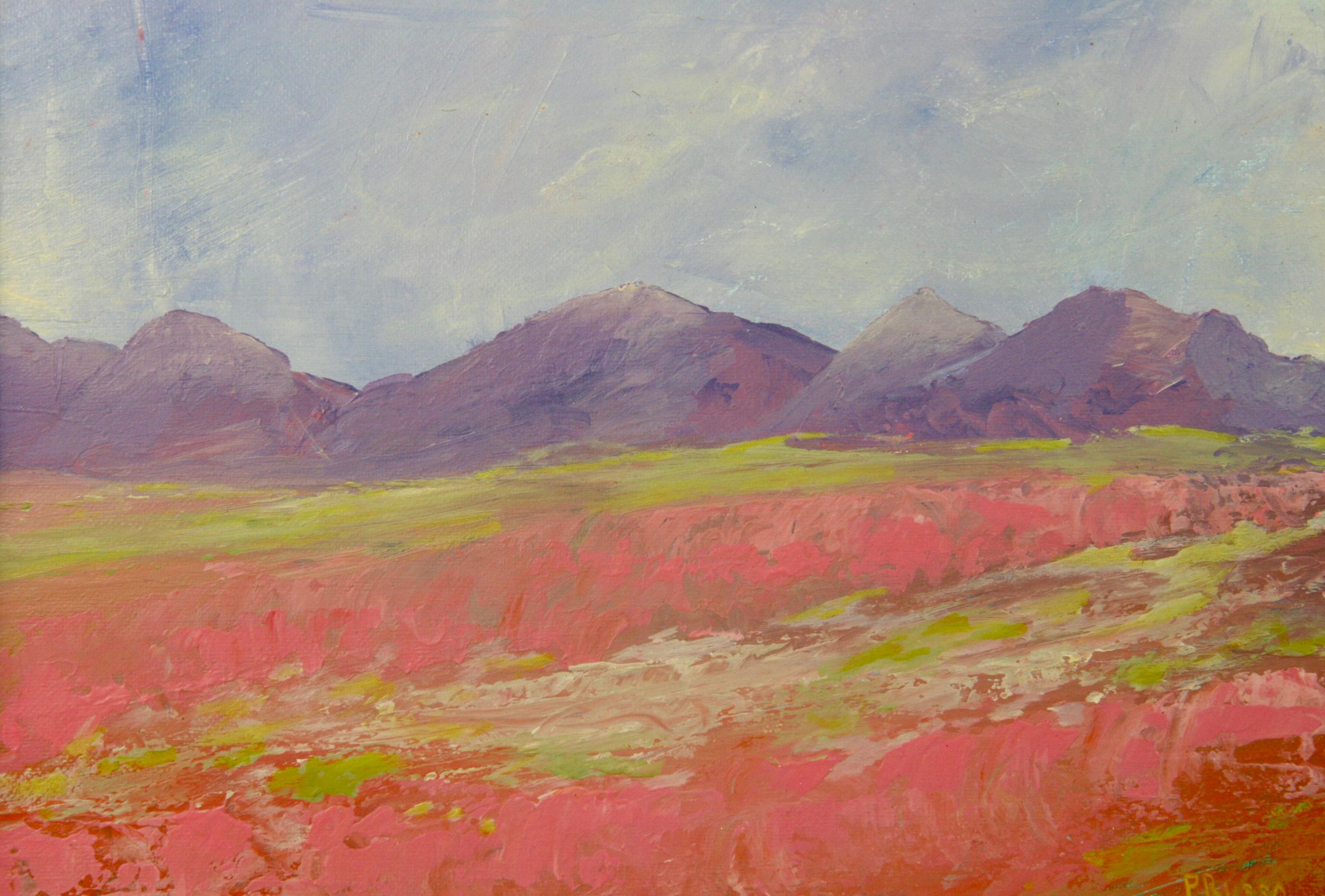 Pink Field Landscape  Abstract Painting 2