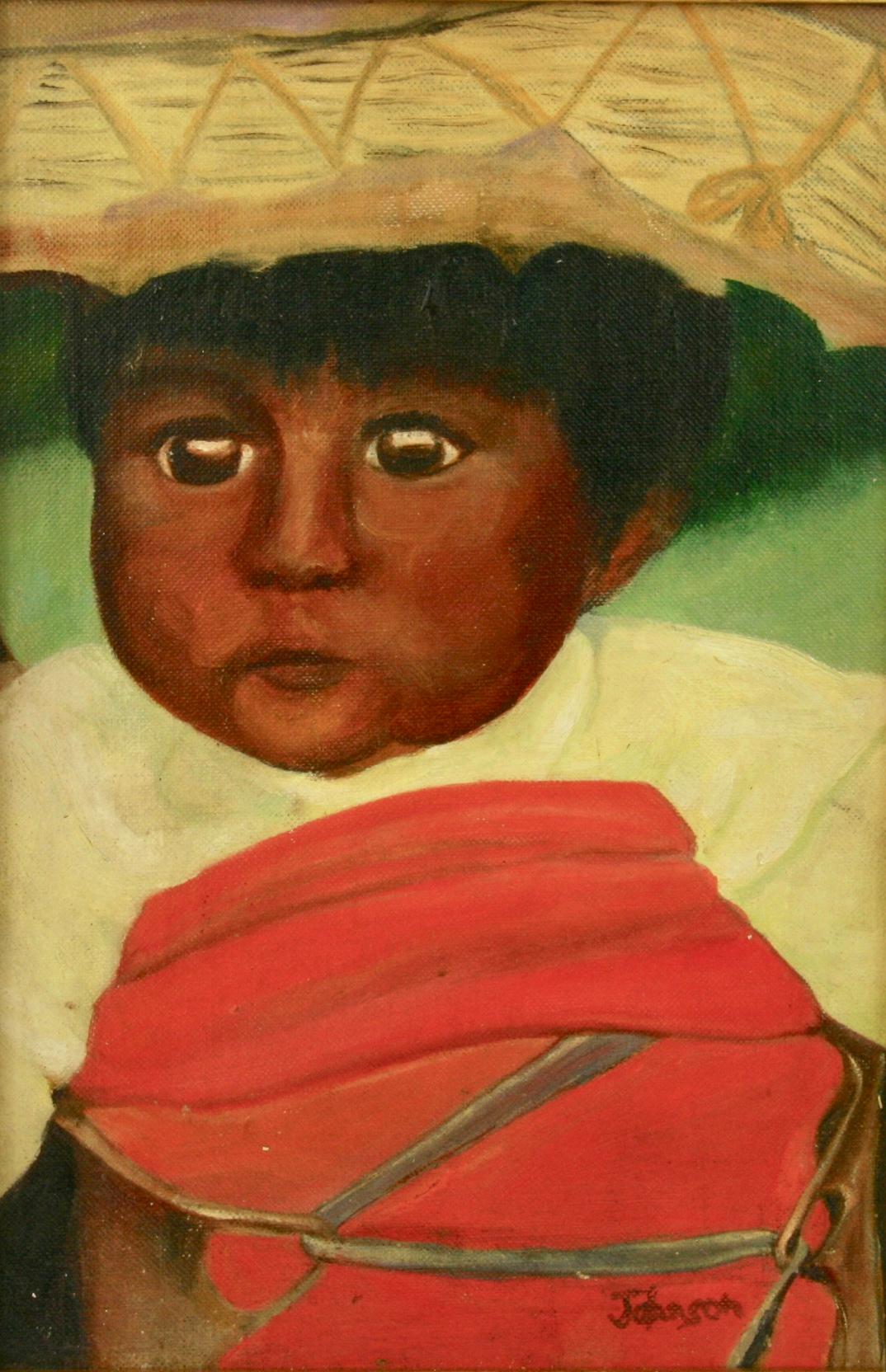 Native Oklahoma Indian Boy Figurative - Painting by Johanson