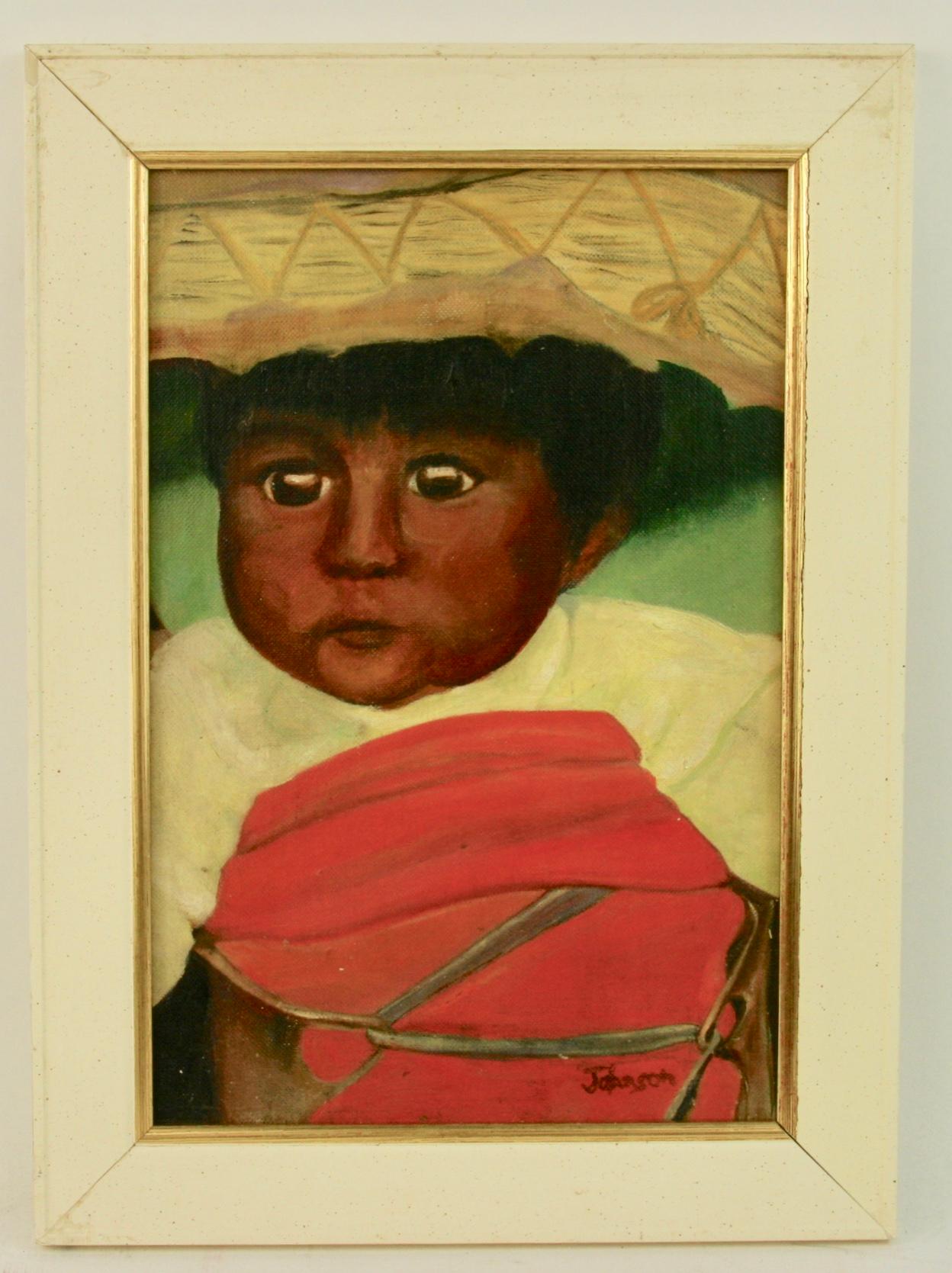 5-3538 Native American Indian child
Oil on board
Set in a vintage wood frame
Image size 11x7