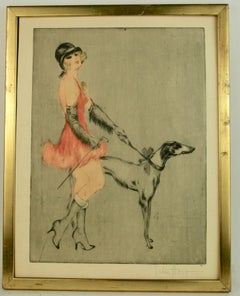 Circa 1920's Deco Flapper Figurative Engraving