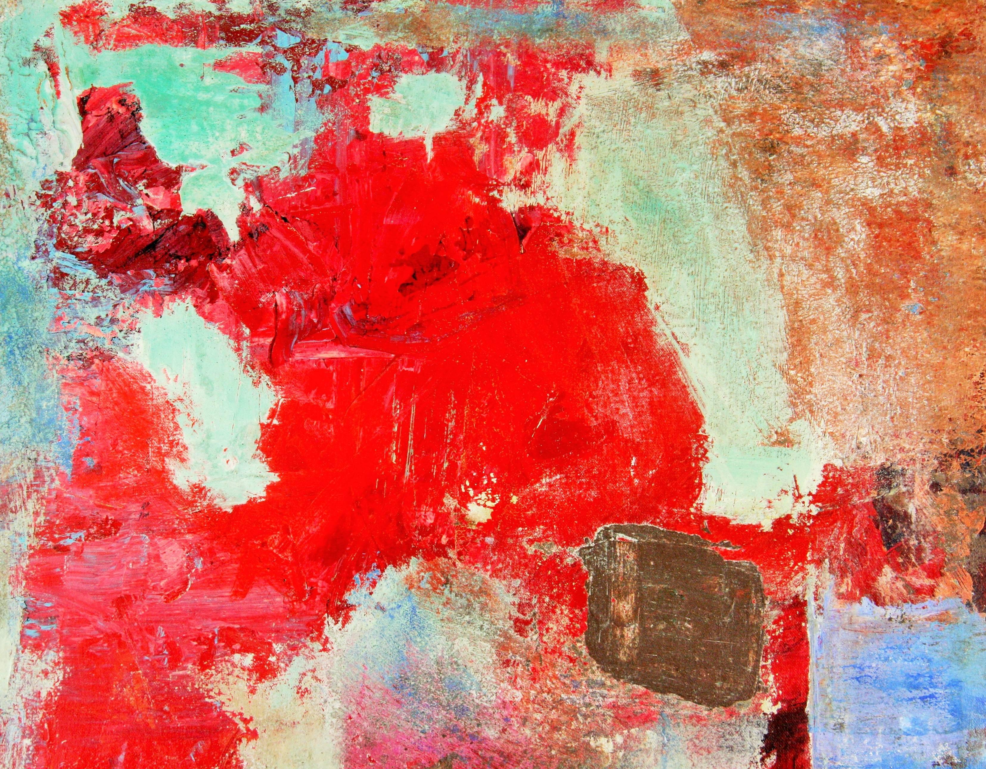 #5-2479a  Seeking Center ,a vintage acrylic abstract on a stretched canvas, signed lower left by E.Marfe`.Unframed