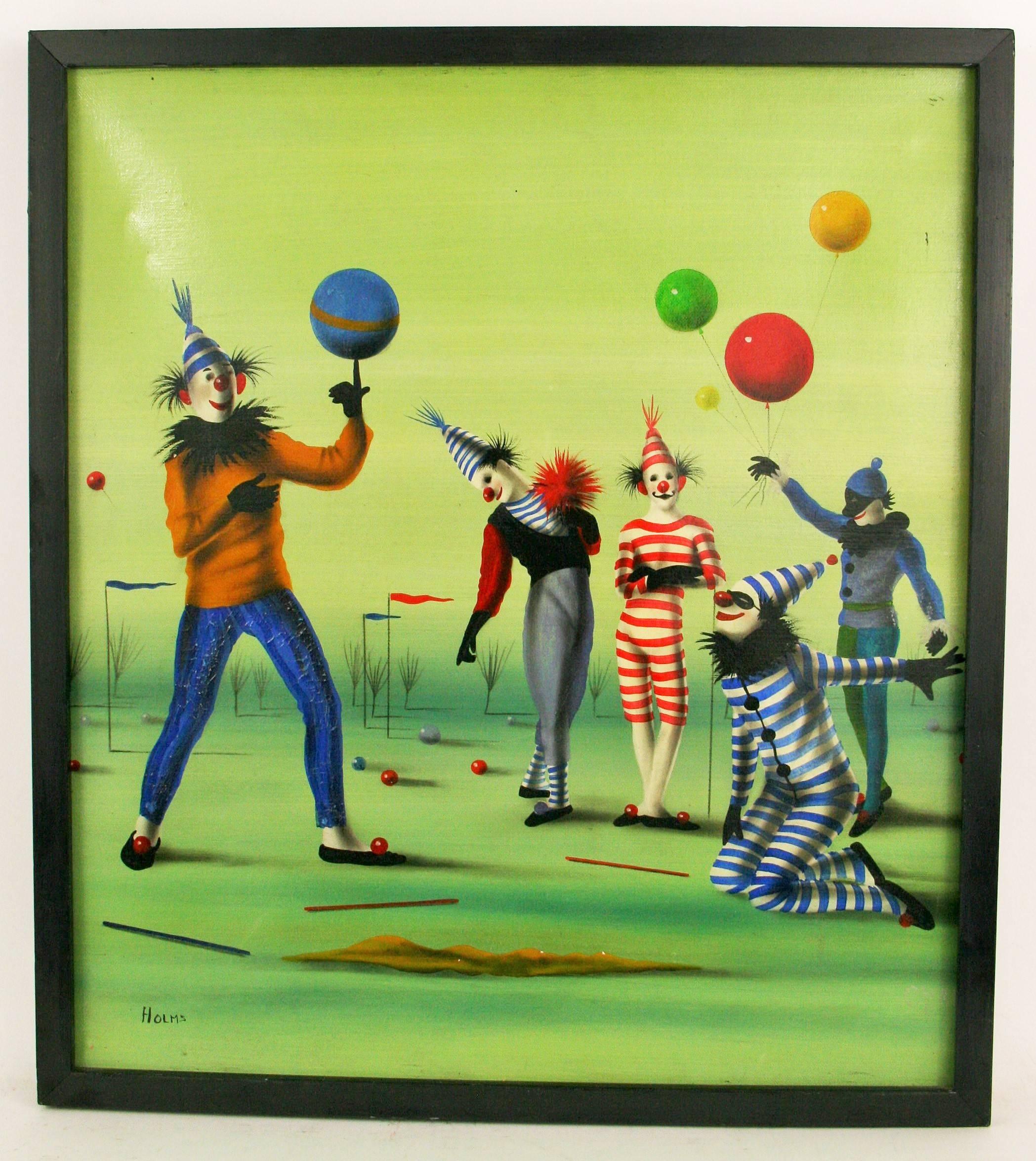 Holms Figurative Painting - Surreal Circus Clowns