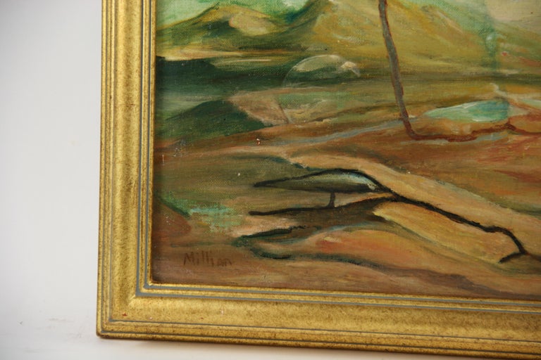 Antique Surreal  Landscape oil Painting  1930 signed Millian For Sale 1