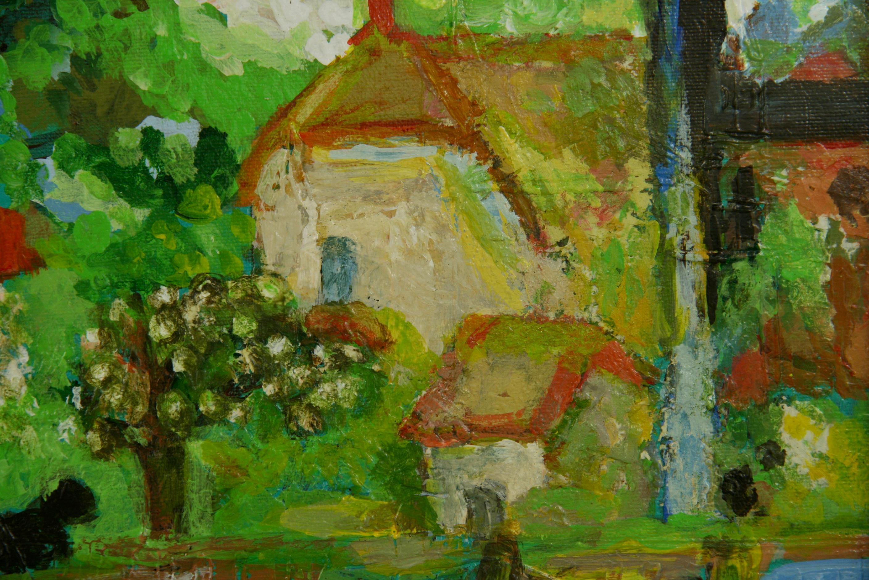 Impressionist French Landscape Painting Gazing Thru The Window   3