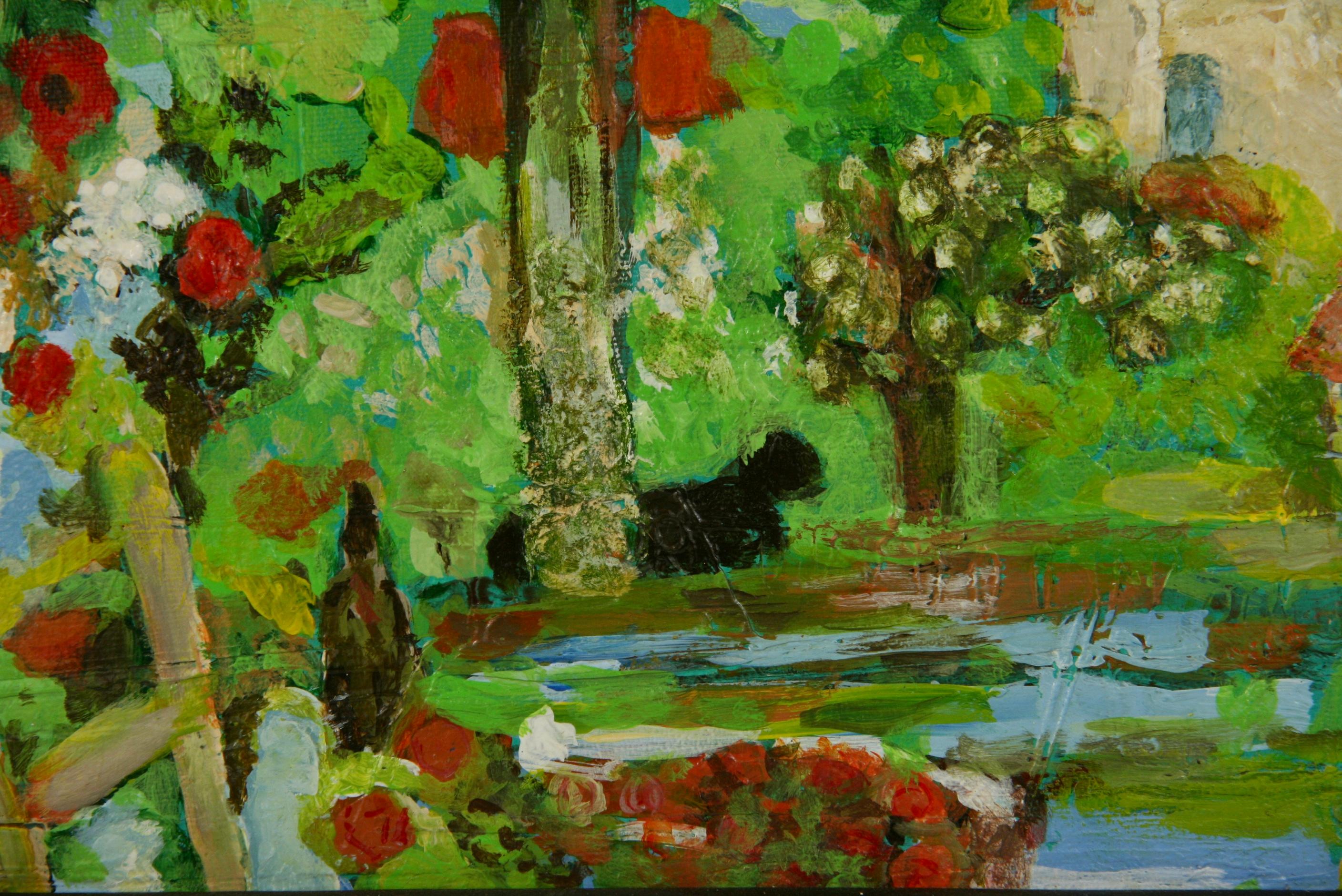 Impressionist French Landscape Painting Gazing Thru The Window   4