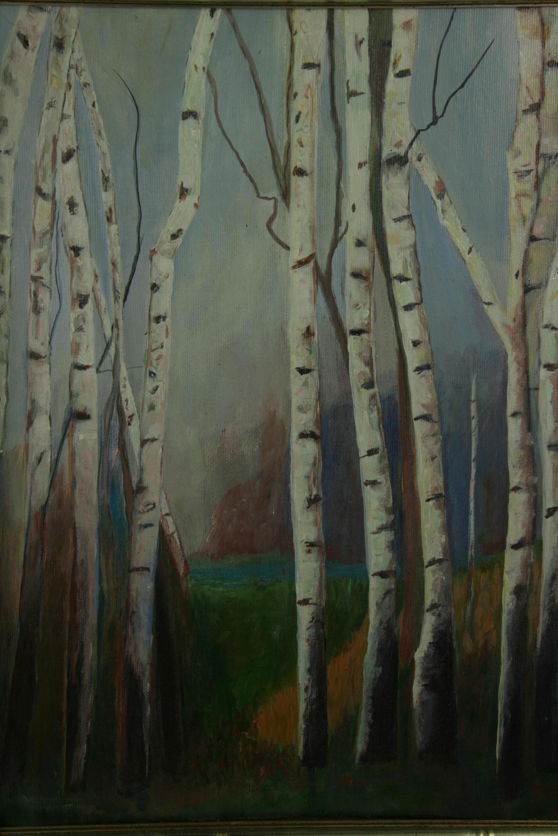Birch Trees Landscape - Painting by P.Russo
