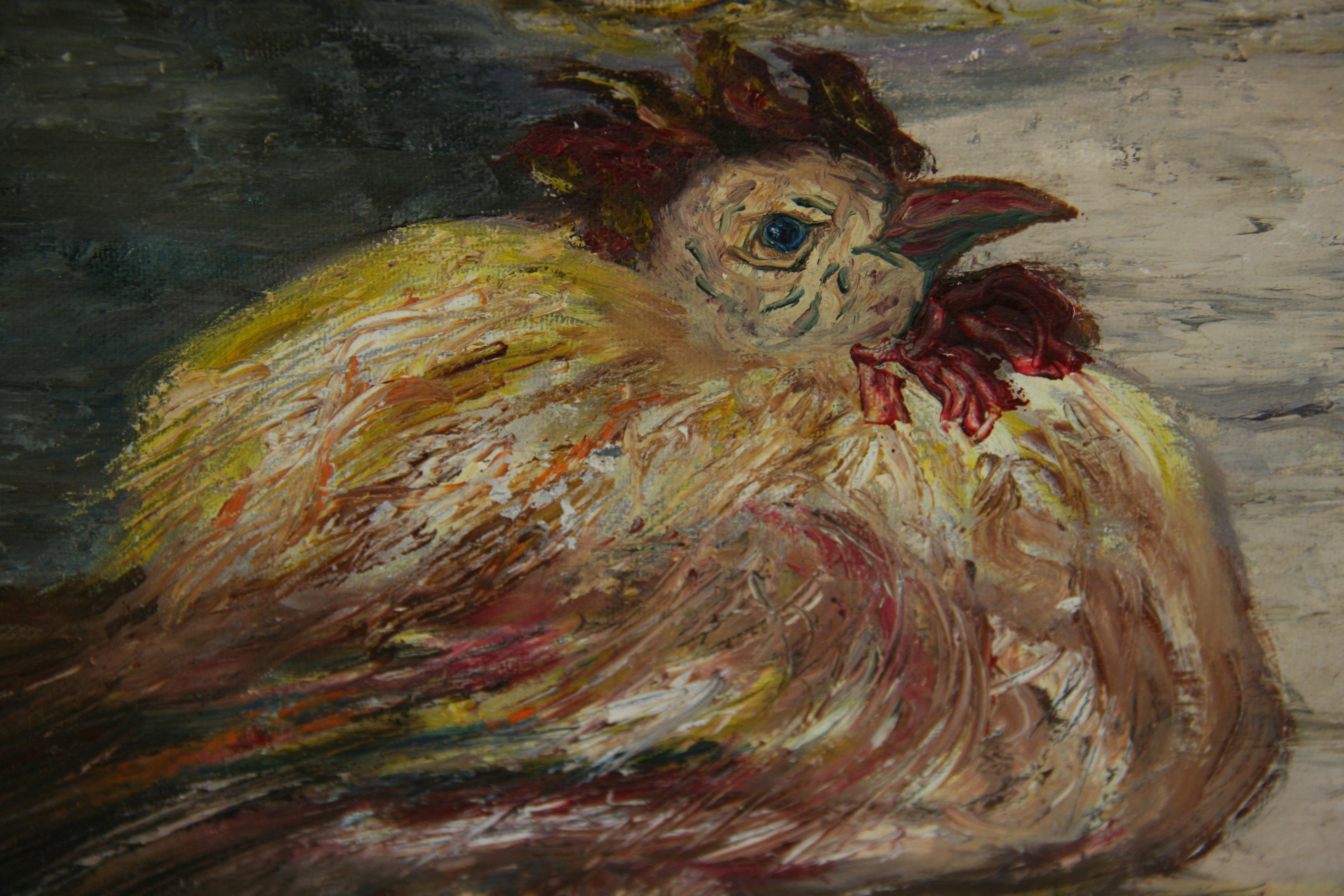 Japanese Street Cock Fight Animal Painting  by E.Walker 3