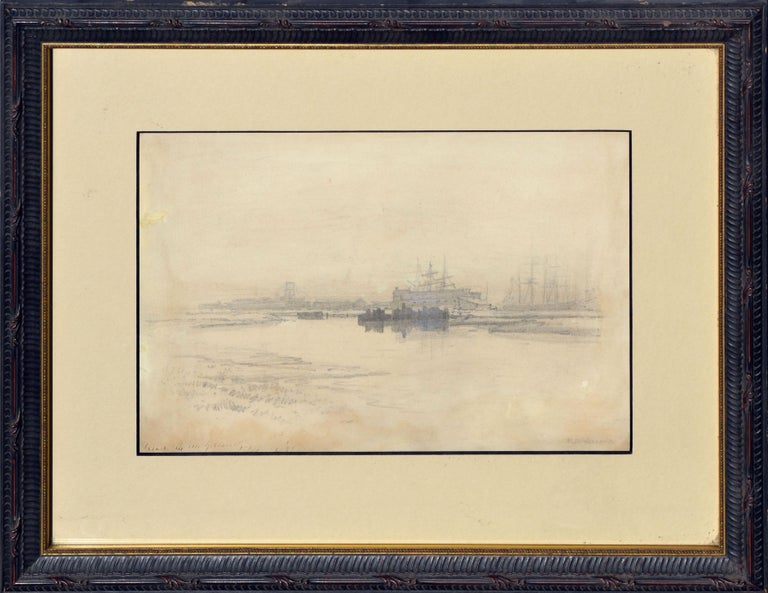 Raymond Dabb Yelland Landscape Art - Late 19th Century Boats at San Francisco Port Seascape