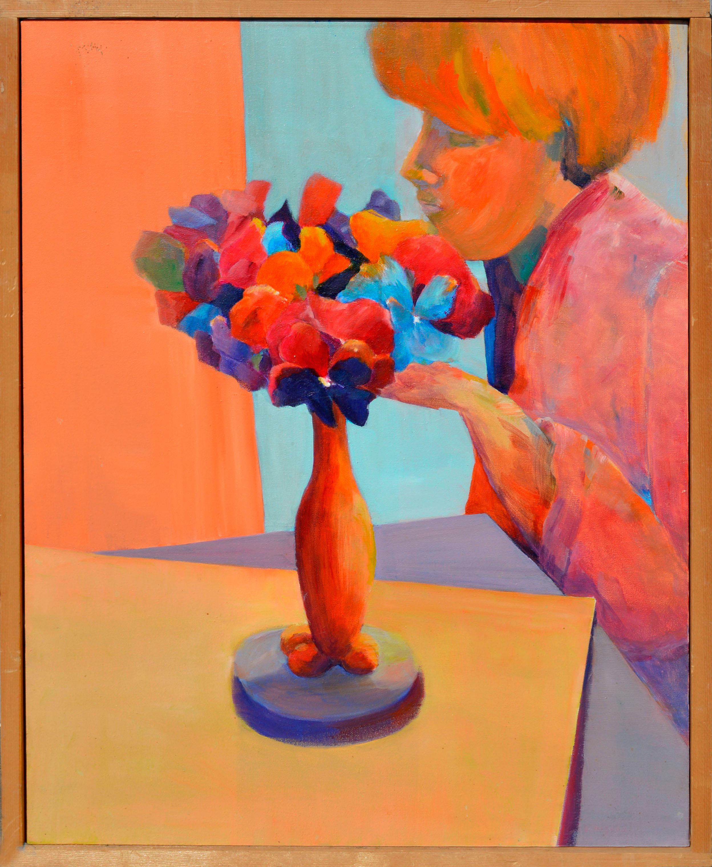 Figura fauvista con flores