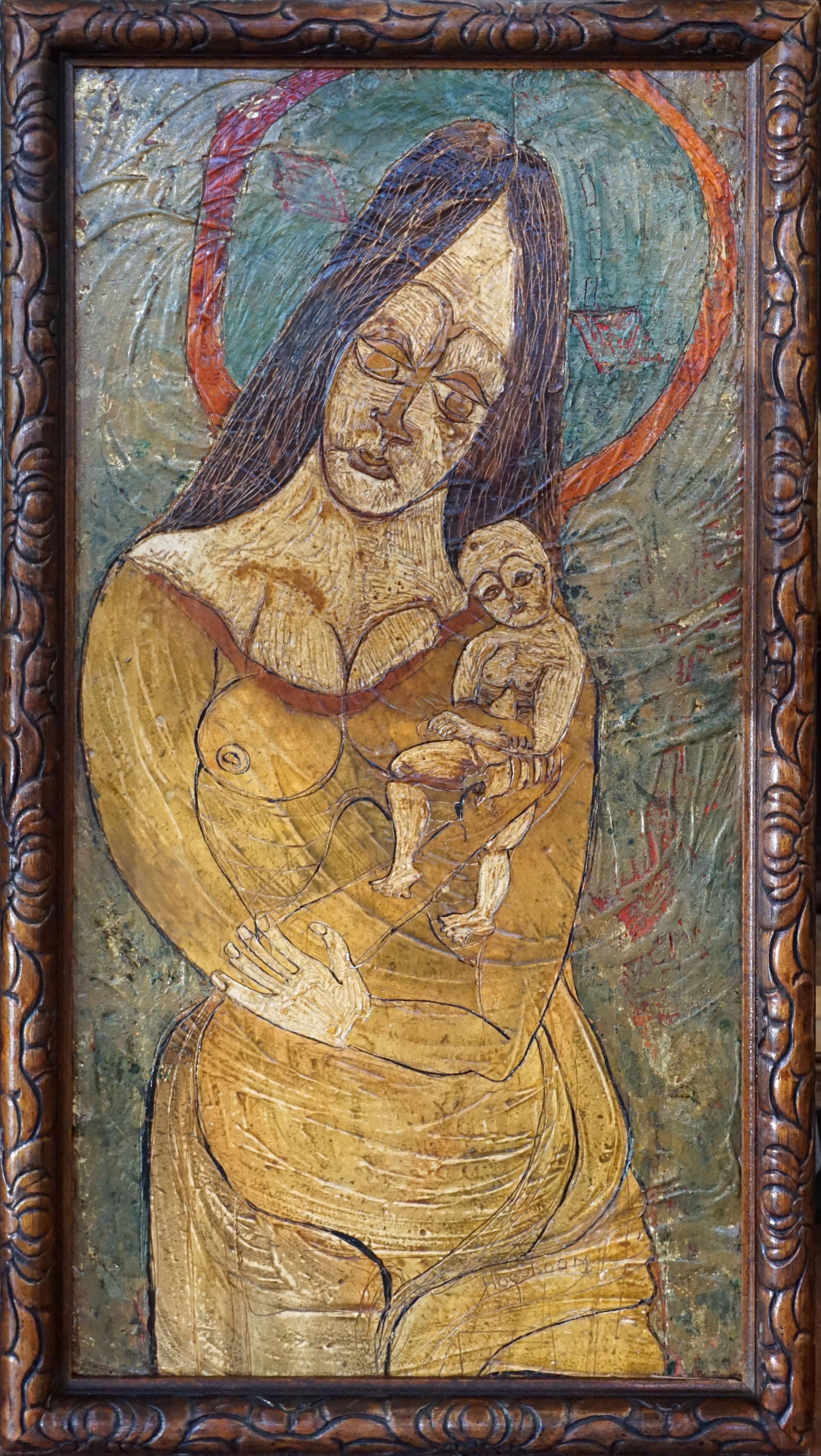 Allyn Gwyn Hogoboom Portrait Painting - Modernist Madonna & Child 