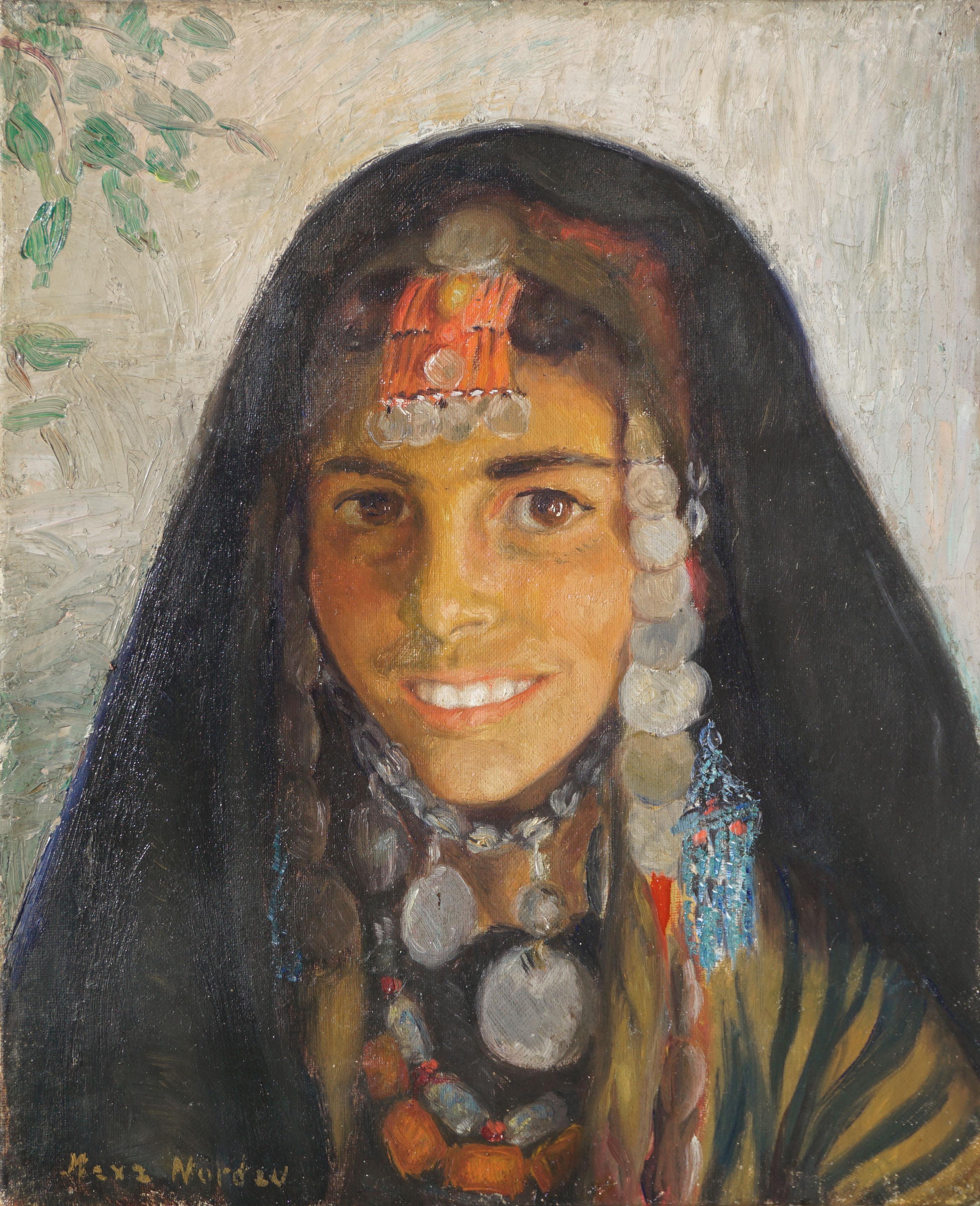 Mid Century Portrait of a Moroccan Berber Girl - Painting by Maxa Nordau