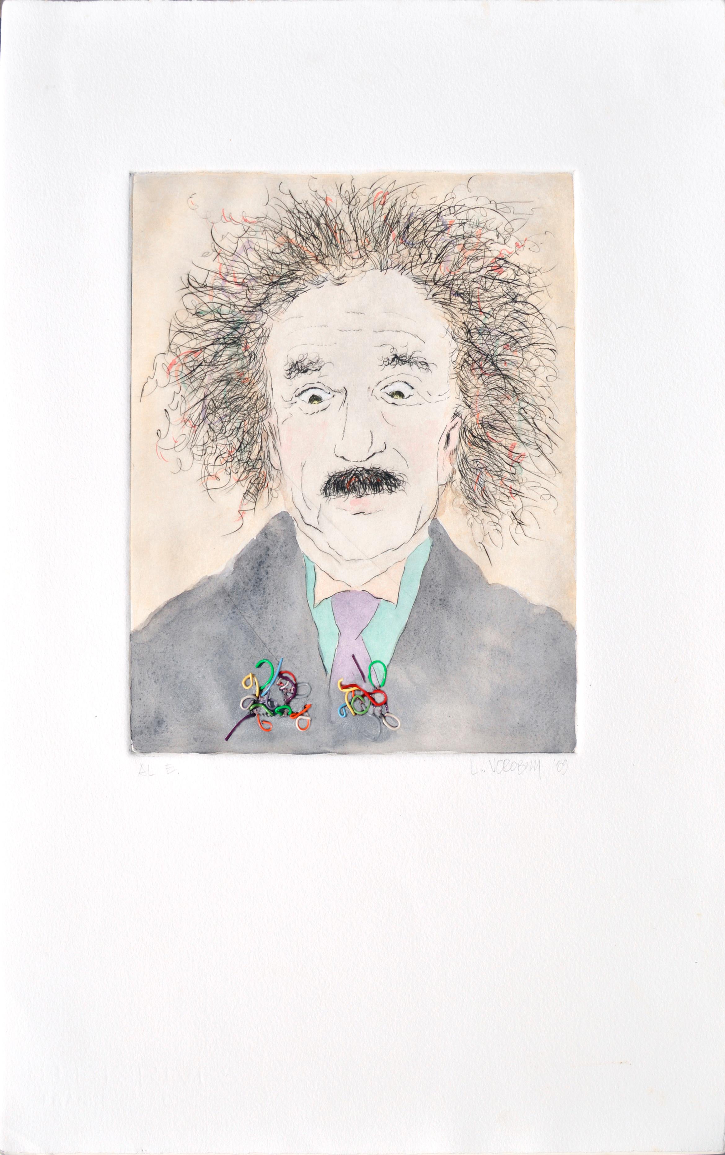Portrait of Albert Einstein with Multi-Colored Wires 