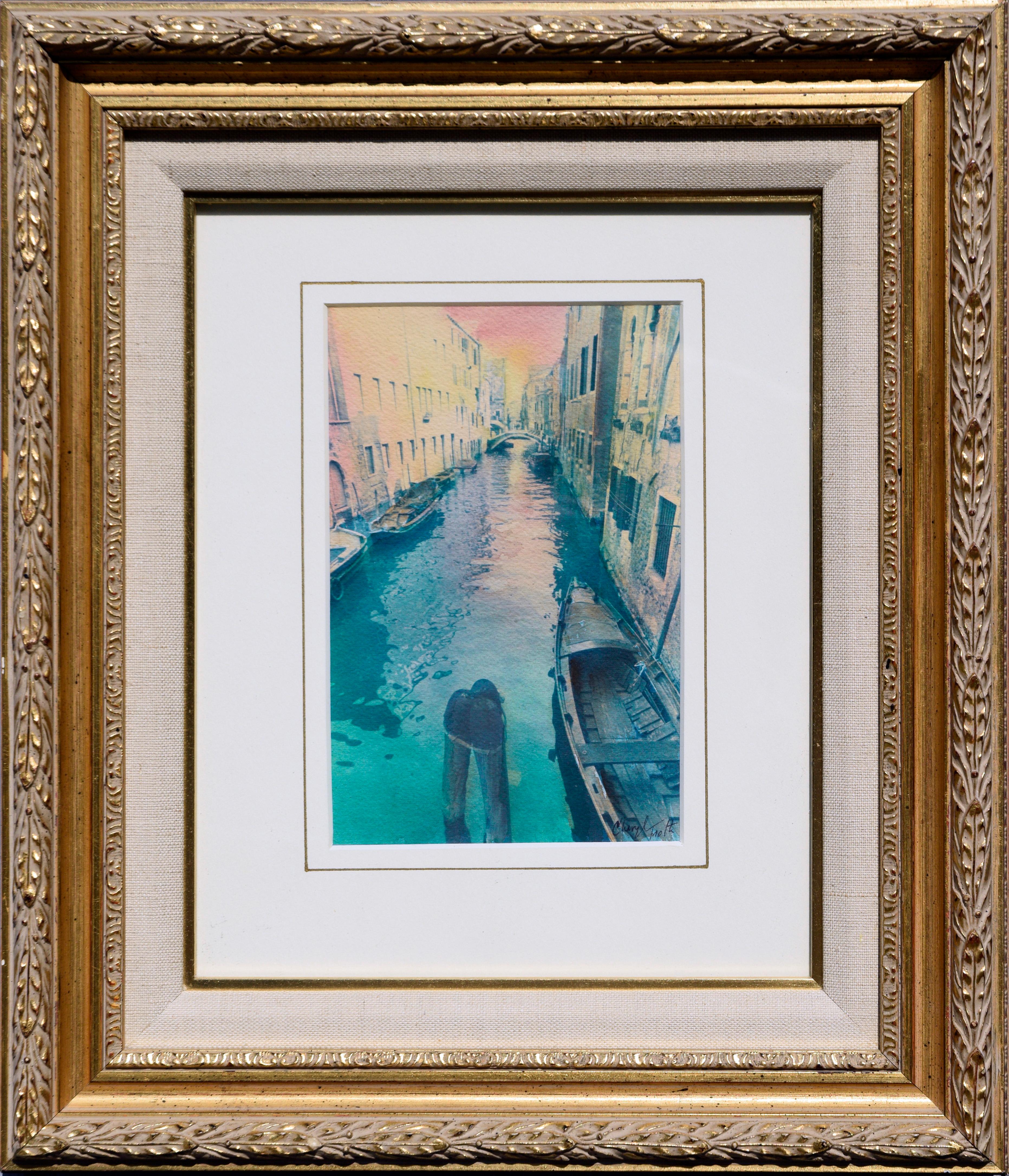 Venice Canal Landscape Cyanotype/Watercolor 