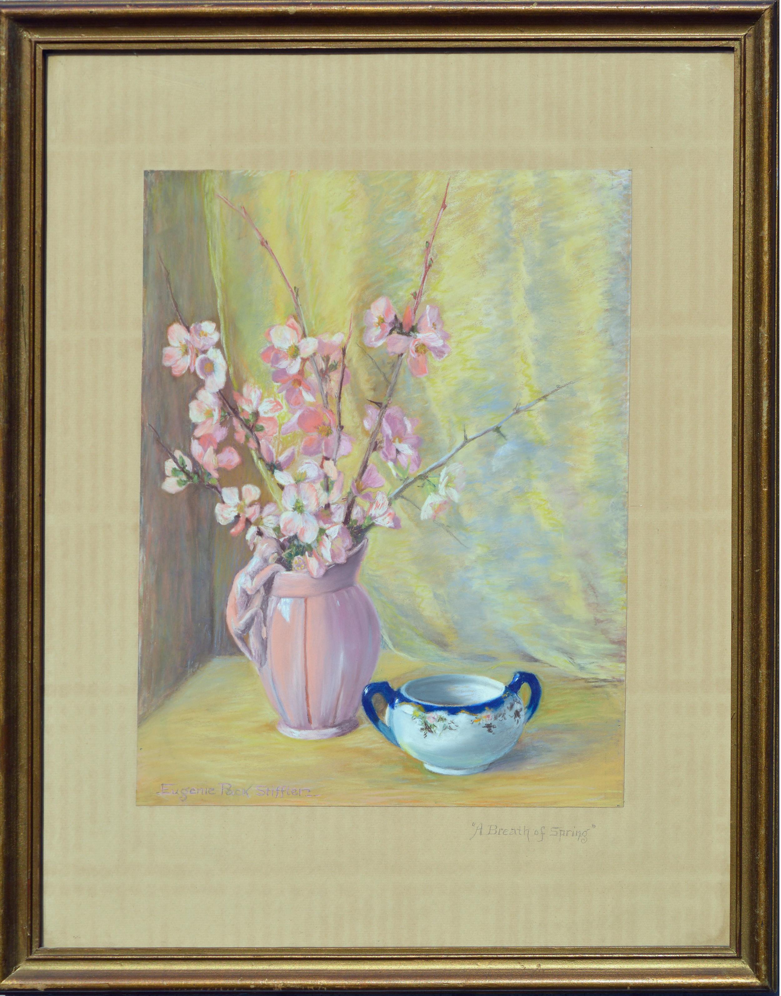Blumenstillleben aus den 1940er Jahren  Ein A Breath of Spring  – Painting von Eugenie Pack Stiffler