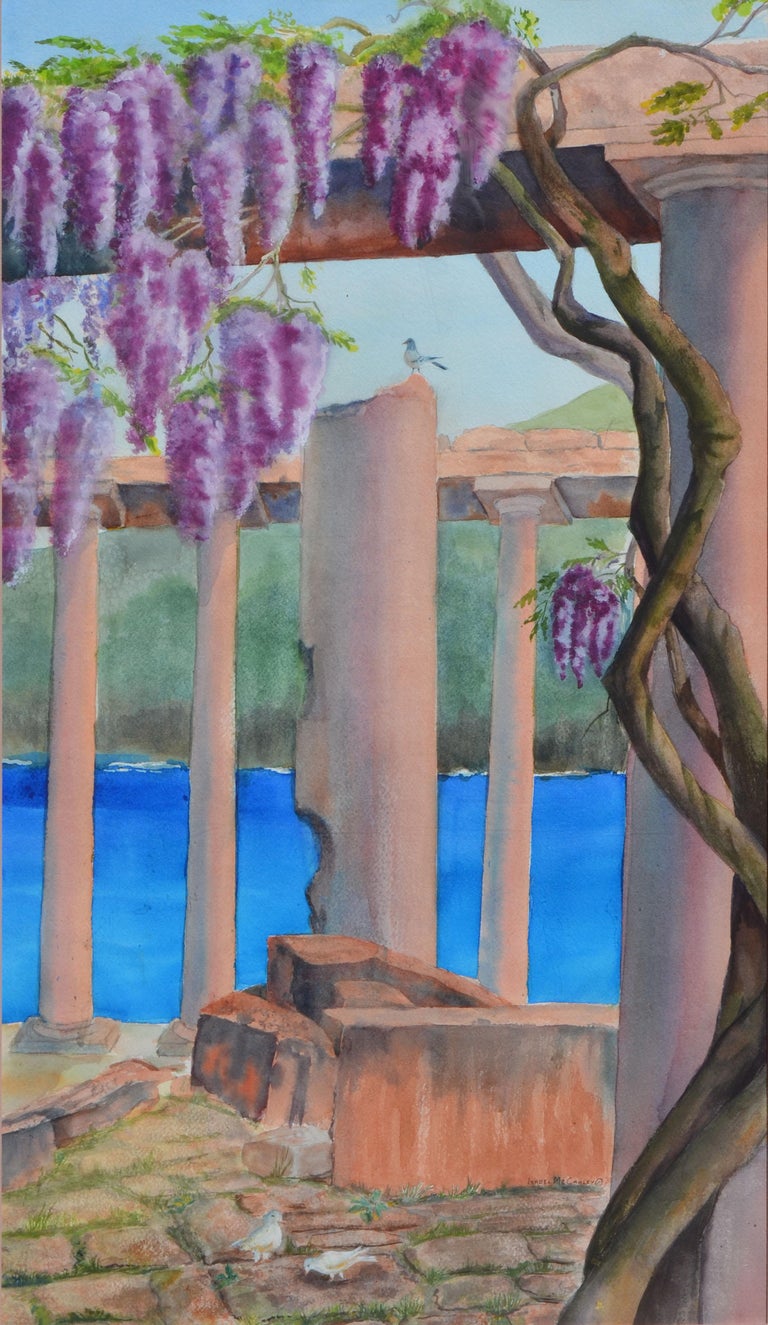 Isabel McCauley Large Scale Triptych Watercolor Landscape Paradise Cove For Sale at 1stDibs