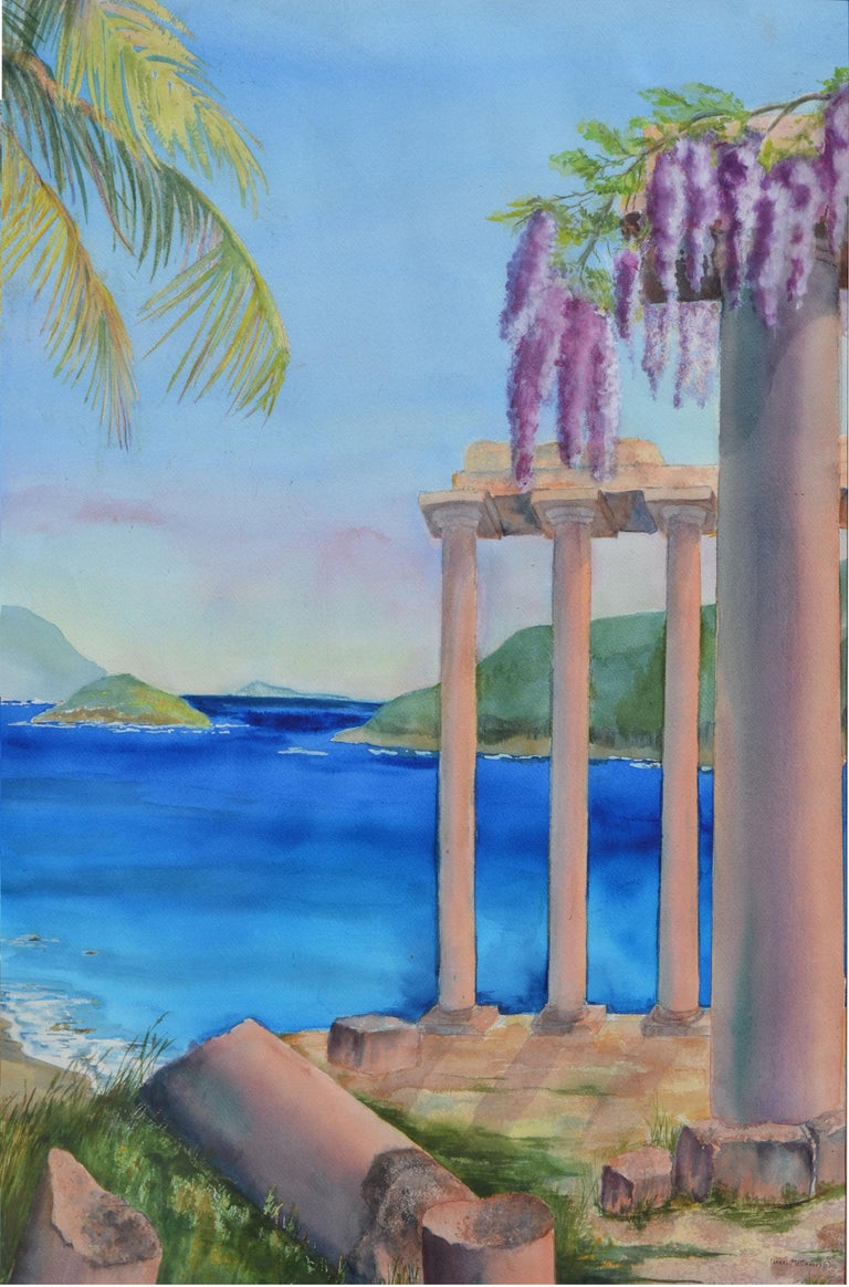 Isabel McCauley Large Scale Triptych Watercolor Landscape Paradise