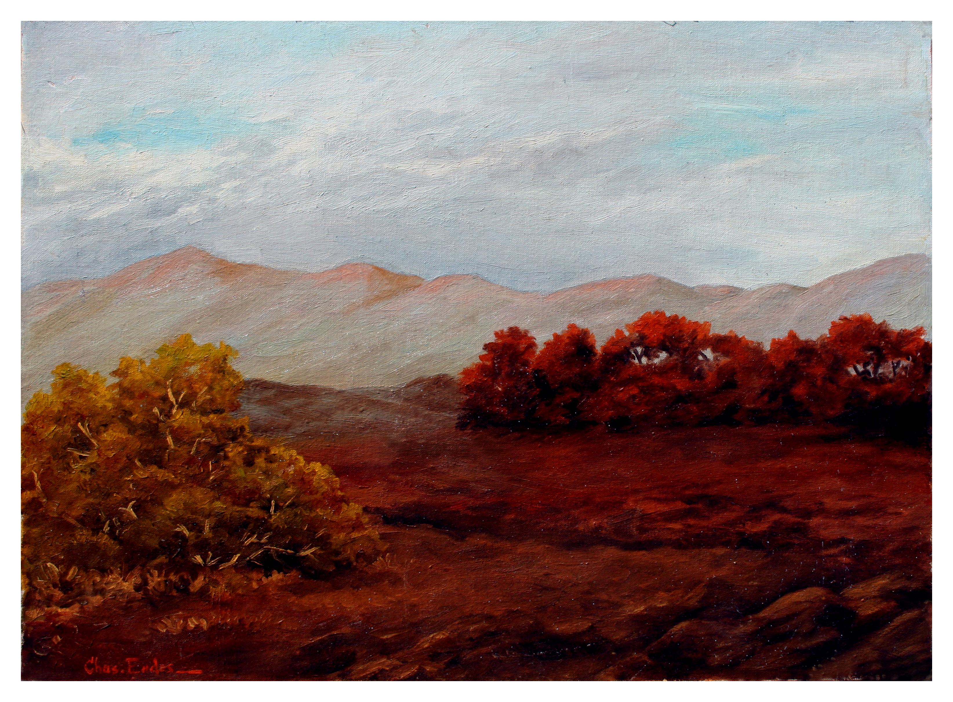 Paysage de montagnes de la région de la baie d'automne du milieu du siècle dernier