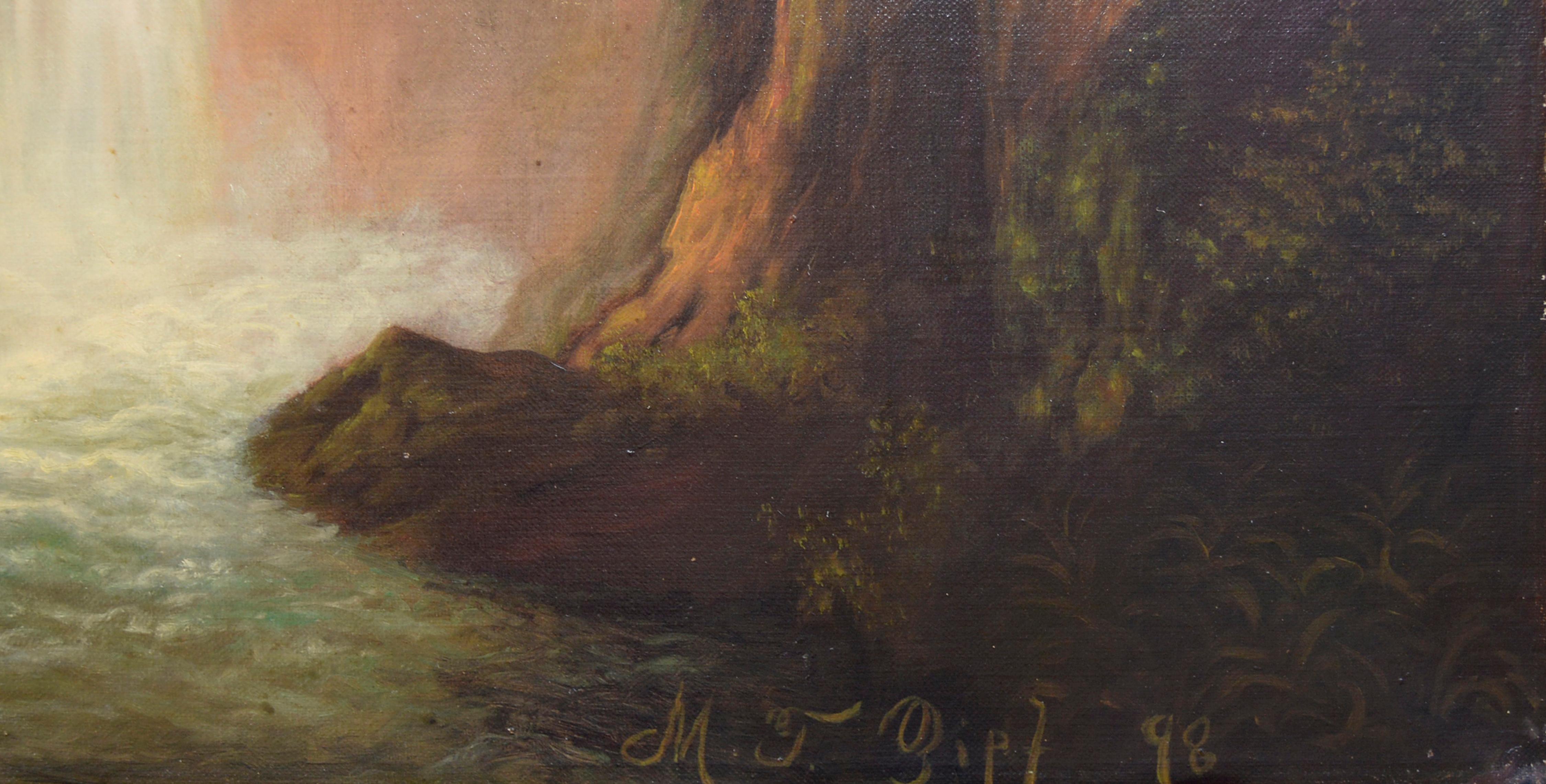 Hudson River School Water Mill Landscape - Brown Landscape Painting by M. J. Zipf