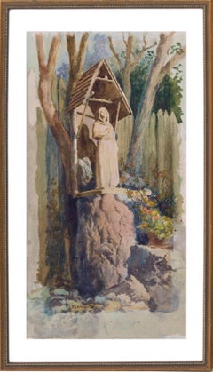 Statue d'un ascétique (Le ermite) - Paysage figuratif 