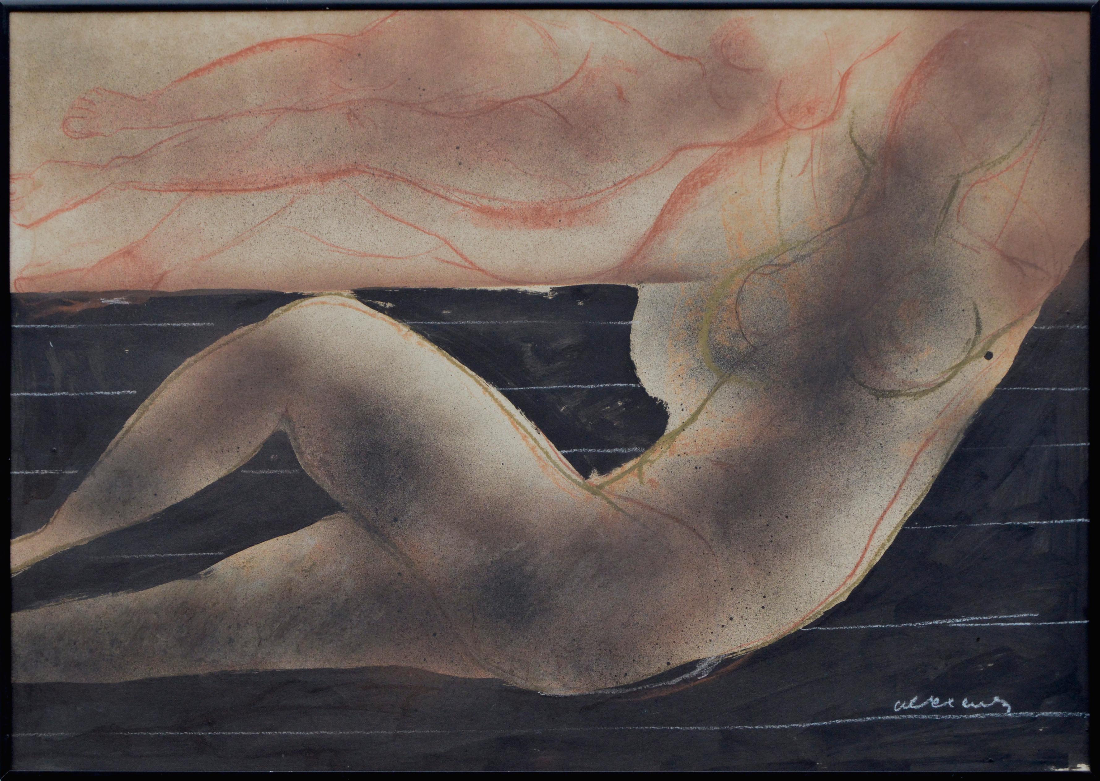 Two Reclining Nudes - Modern Figurative Abstract  - Art by Alex Cruz