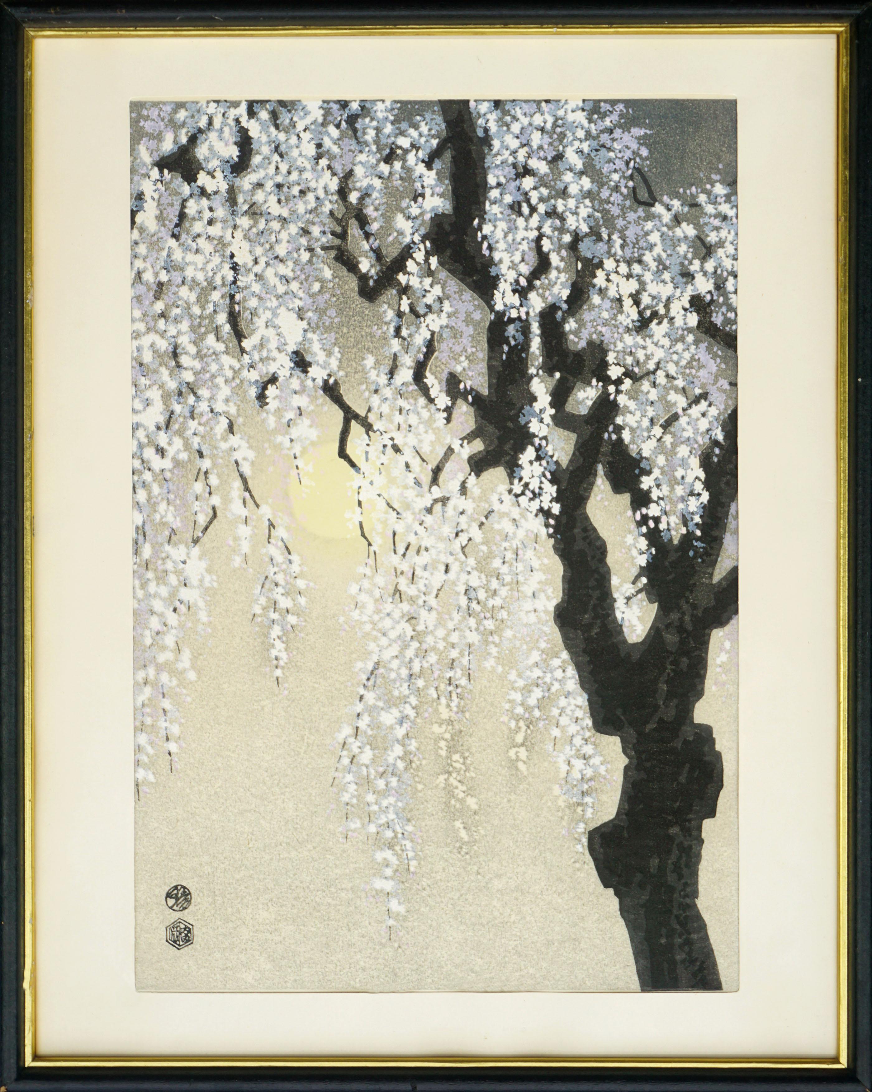 Kotozuka Eiichi Landscape Painting - Asian Nocturnal Cherry Blossoms