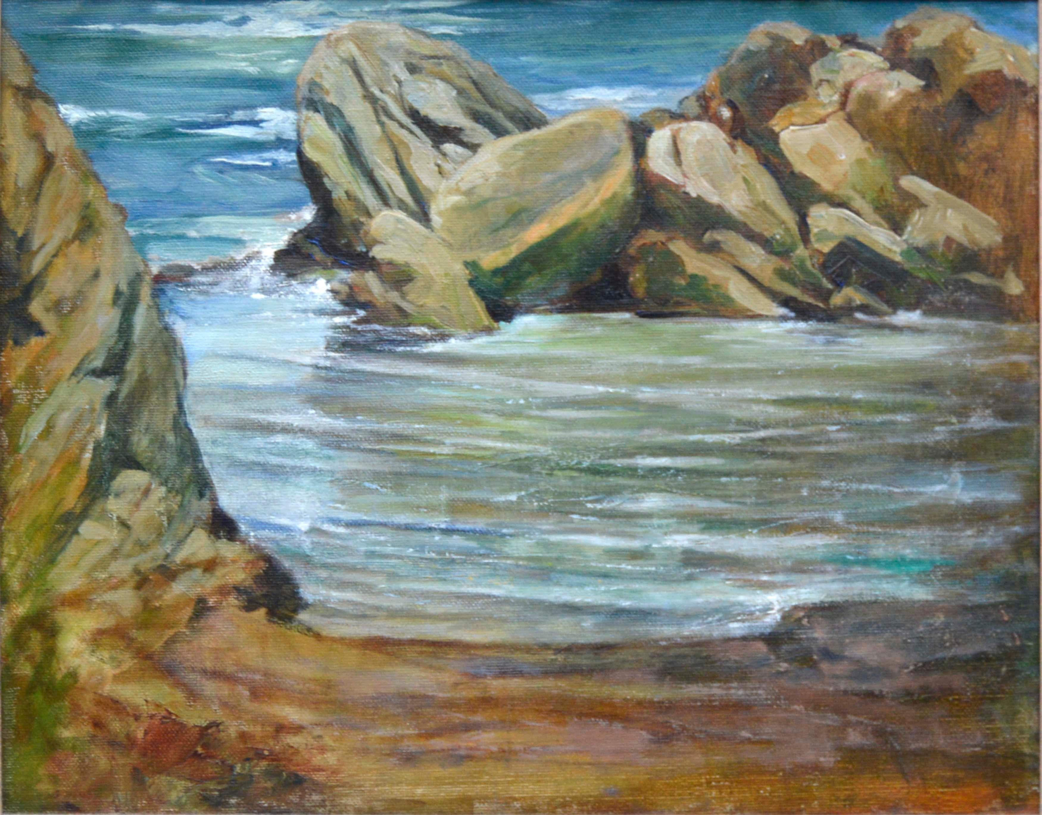 1930's Pebble Beach Seascape  - Painting by M. C. Richardson