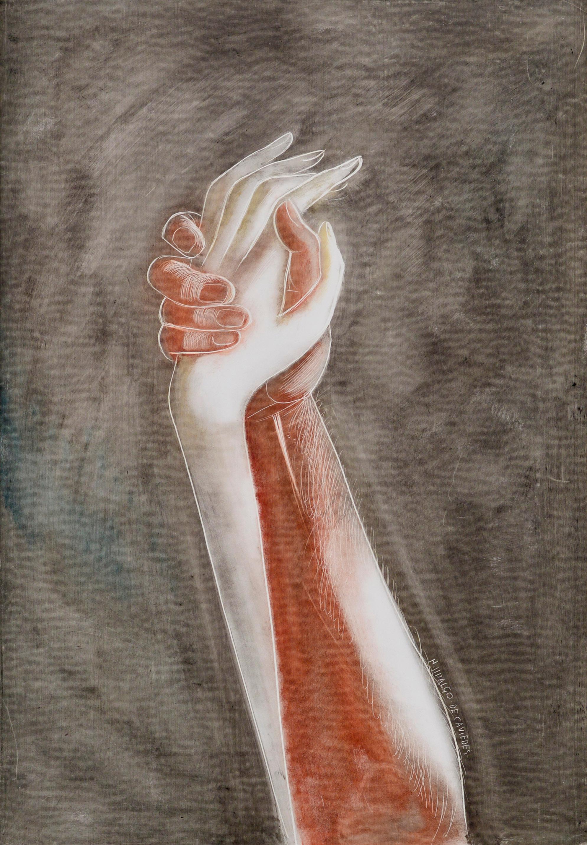 Two Intertwined Hands - Painting by Hipólito Hidalgo de Caviedes