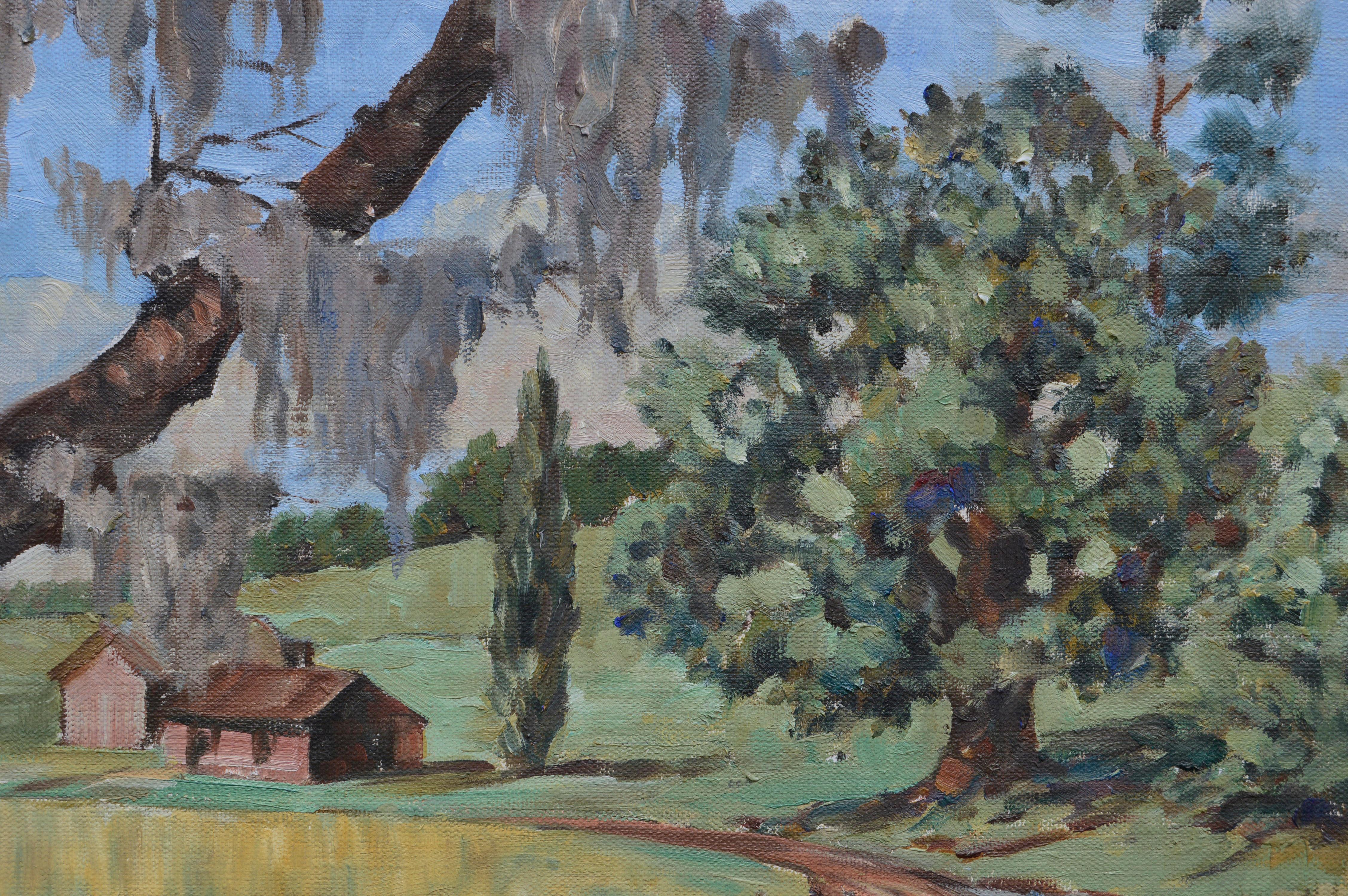 Paesaggio stradale della casa colonica di metà secolo - Painting Impressionismo di Joseph Yeager