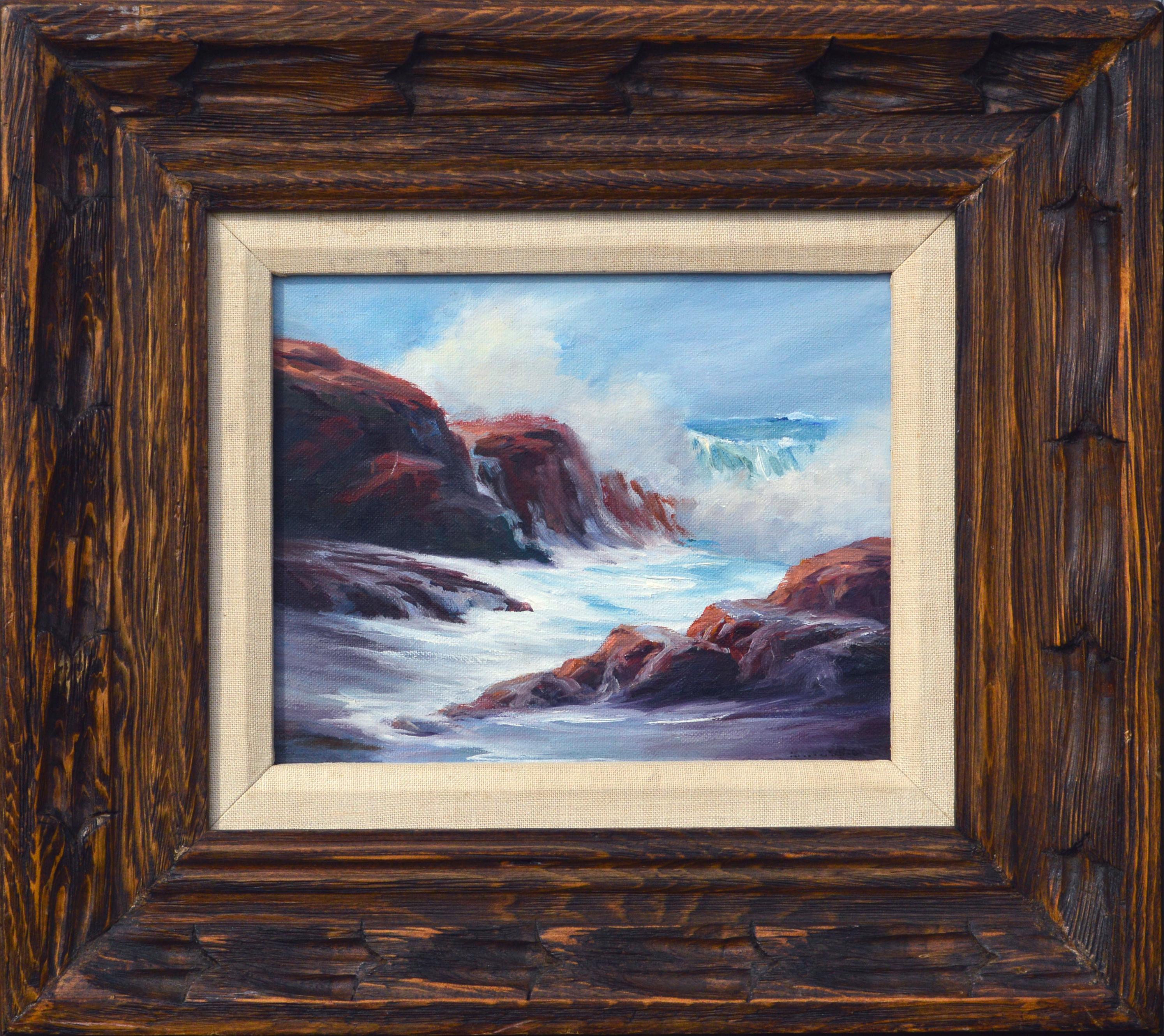 Henry Cusimano Landscape Painting - Waves Crashing on the Cliffs Seascape