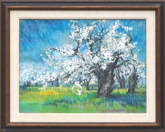 Vintage Cherry Blossoms Landscape