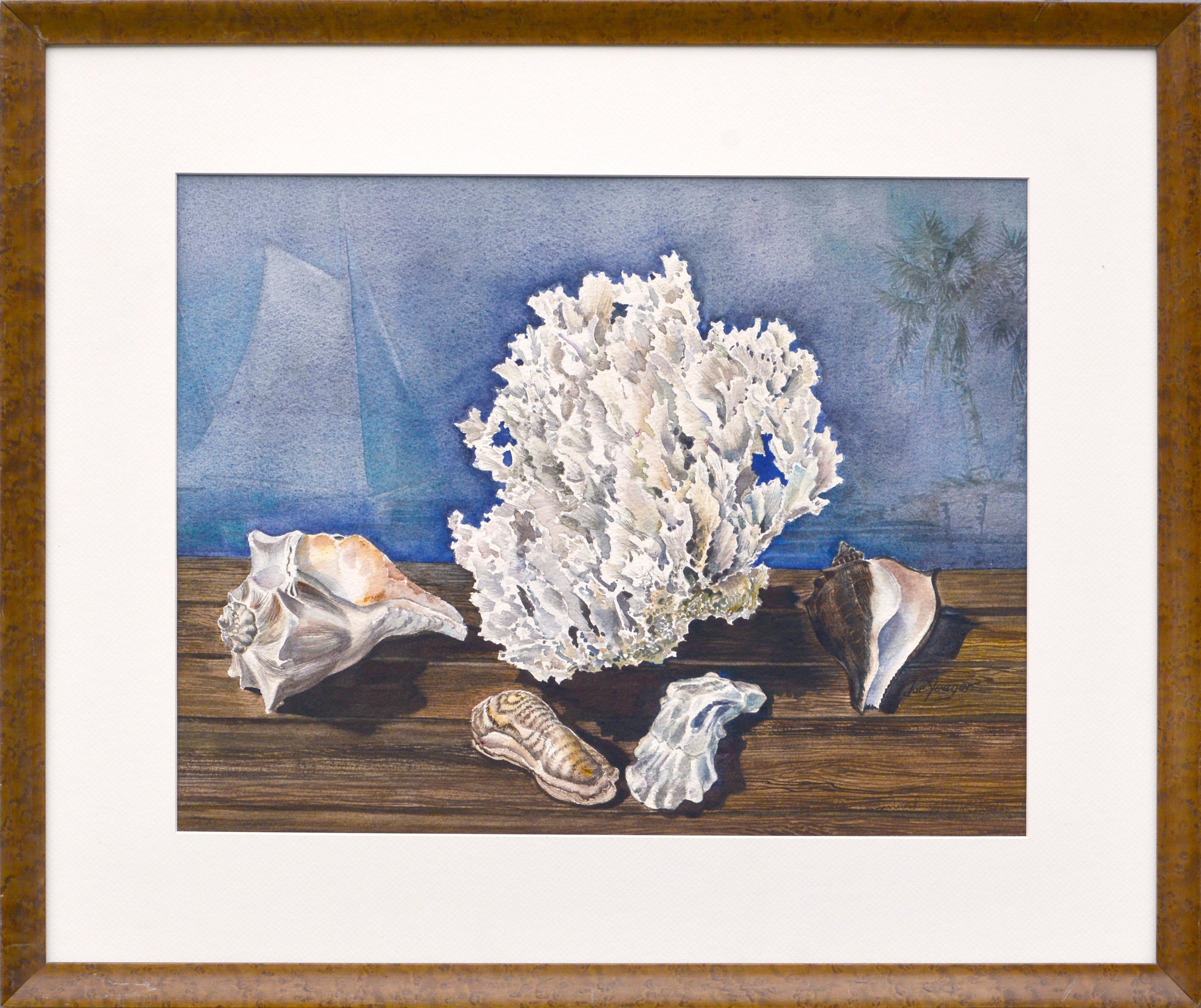 Mid Century Seashells and Coral Still Life