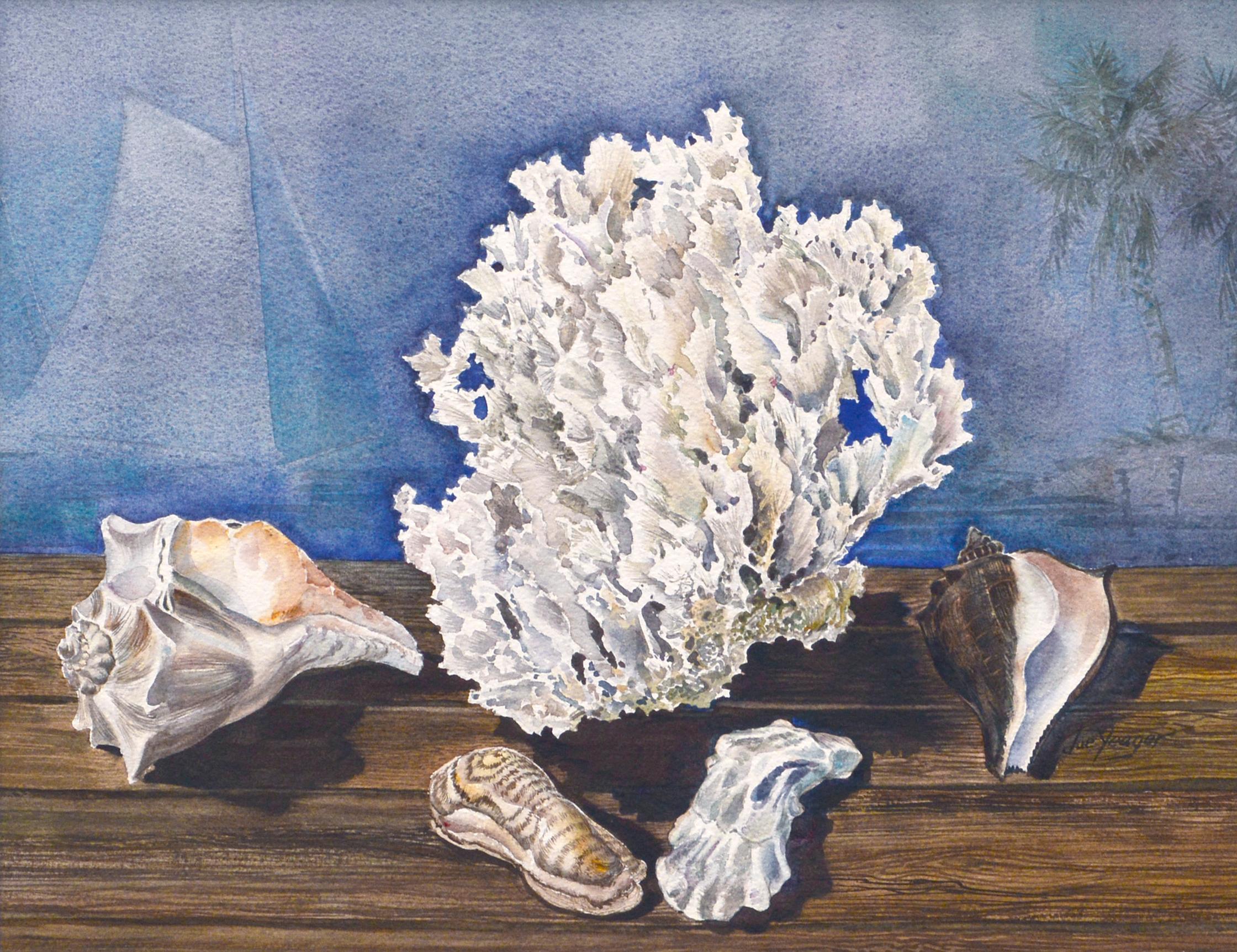 Mid Century Seashells and Coral Still Life - Art by Joseph Yeager