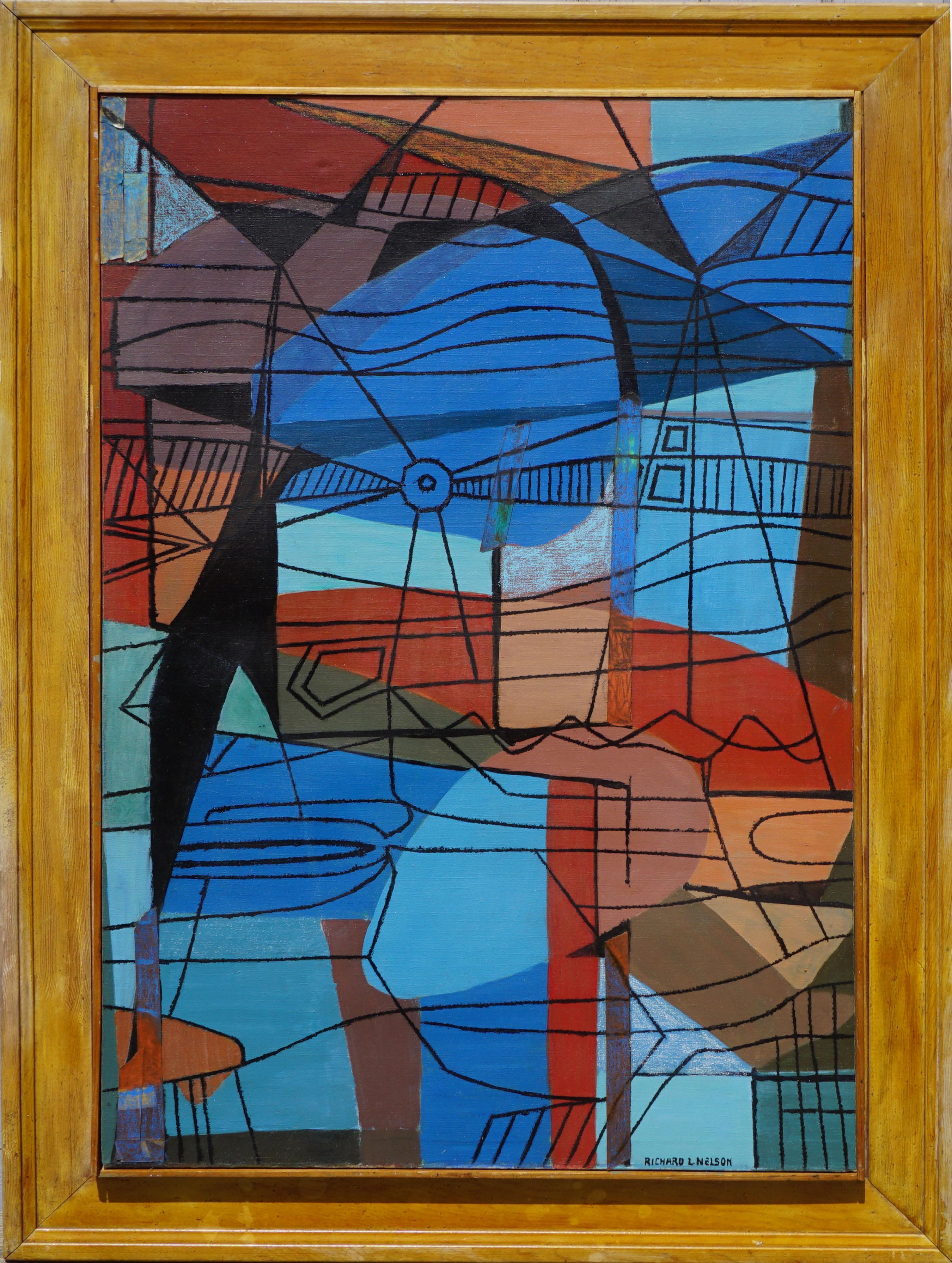 Richard L. Nelson Abstract Painting - Mid Century Golden Gate Abstract