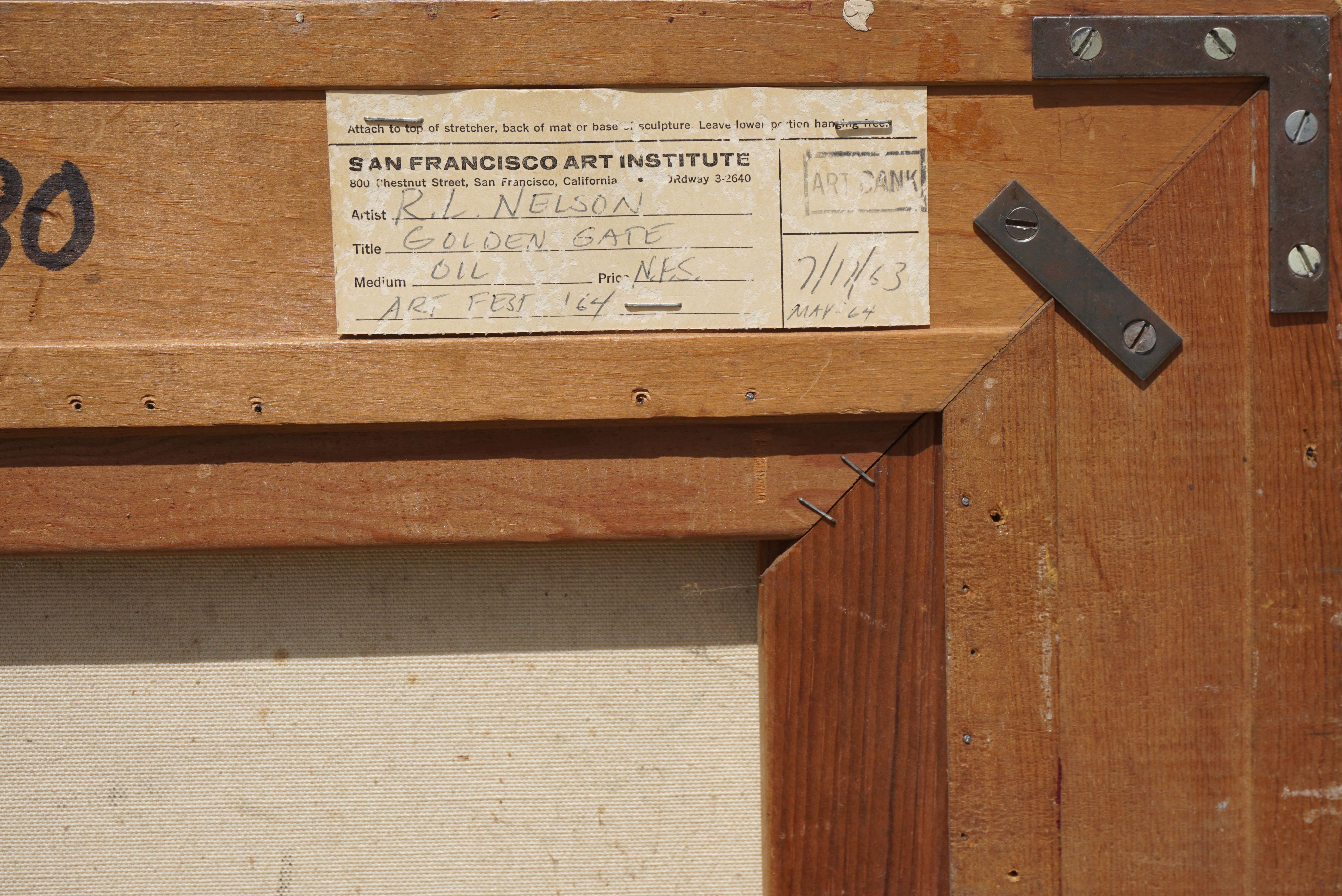 Mid Century Golden Gate Abstract - Brown Abstract Painting by Richard L. Nelson