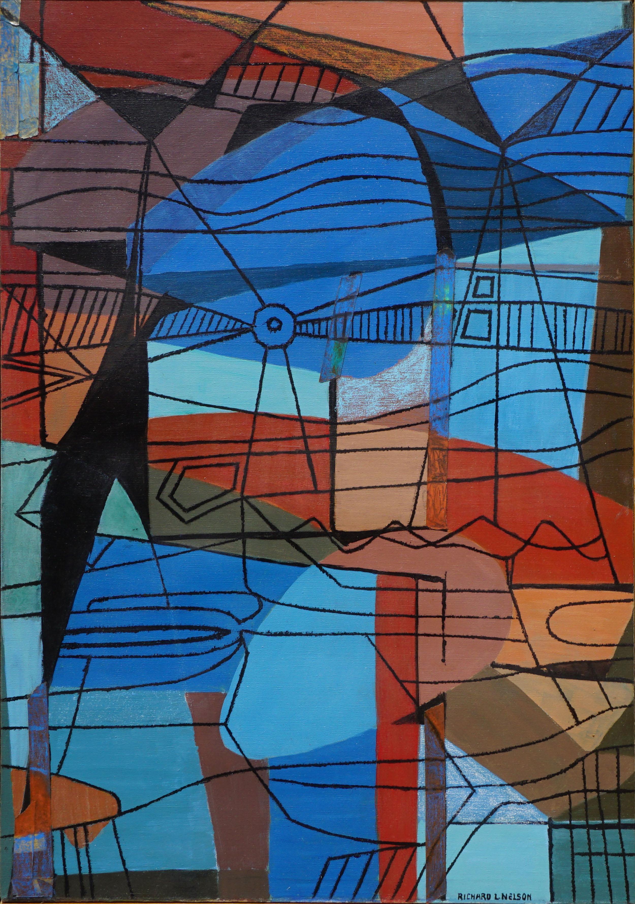 Mid Century Golden Gate Abstract - Painting by Richard L. Nelson