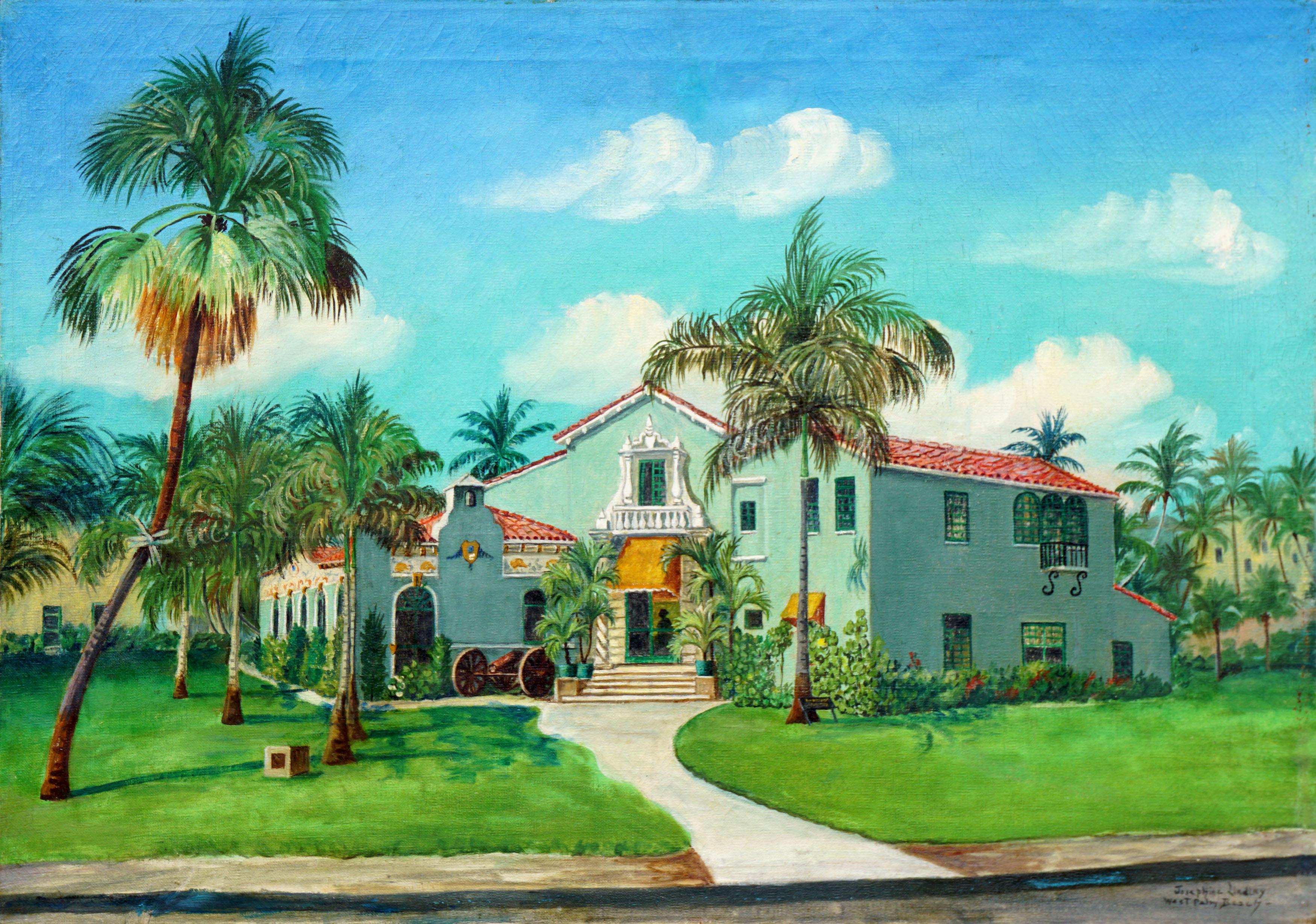Josephine Lindley Landscape Painting - Historic West Palm Beach Home Landscape