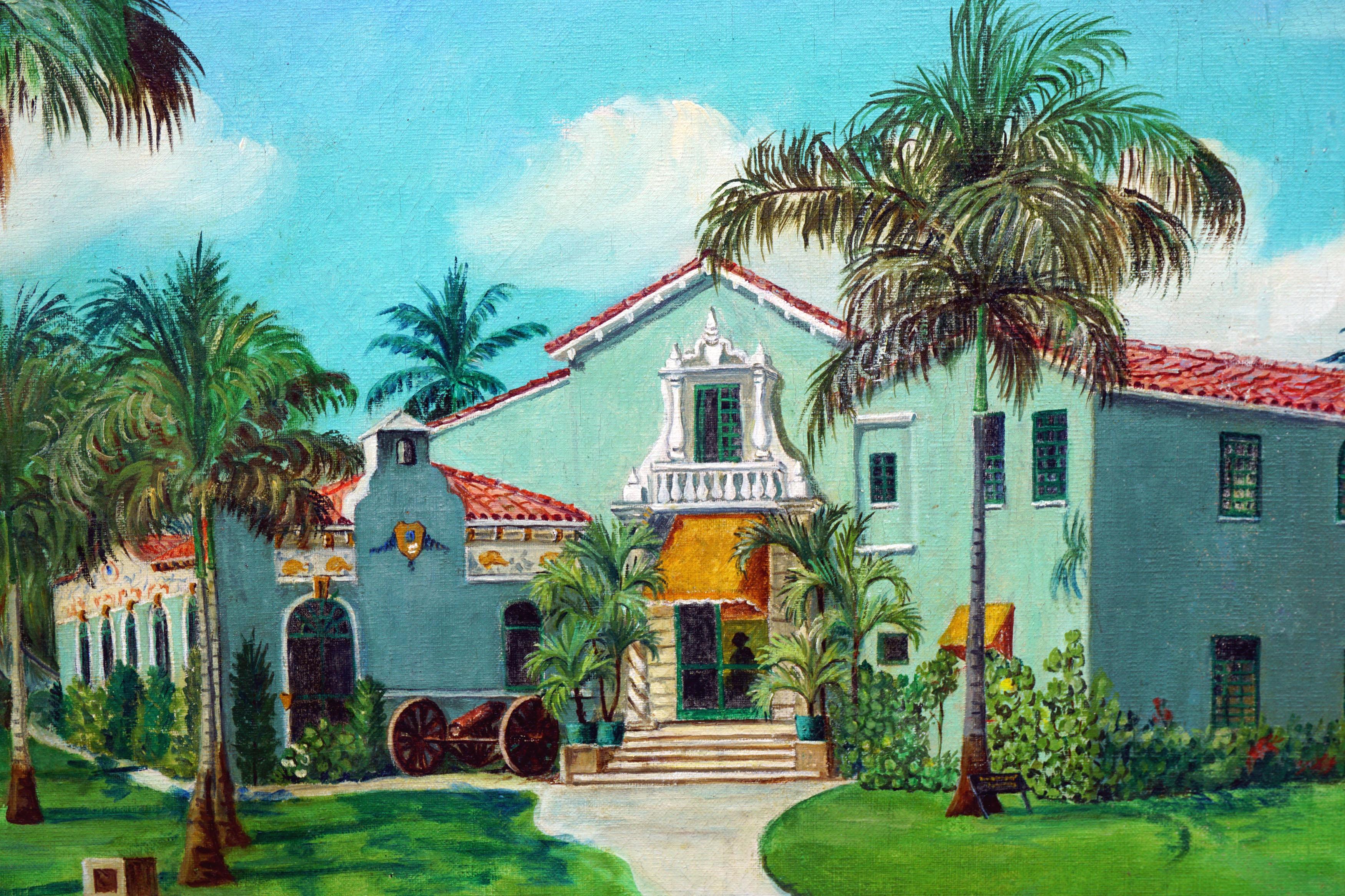 Historic West Palm Beach Home Landscape - Painting by Josephine Lindley