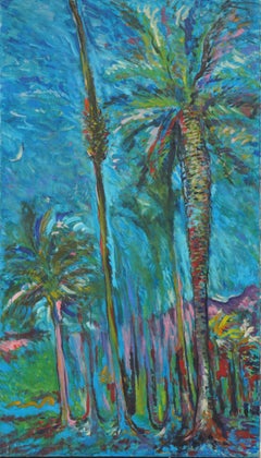 Mid Century Fauvist Palm Trees Landscape