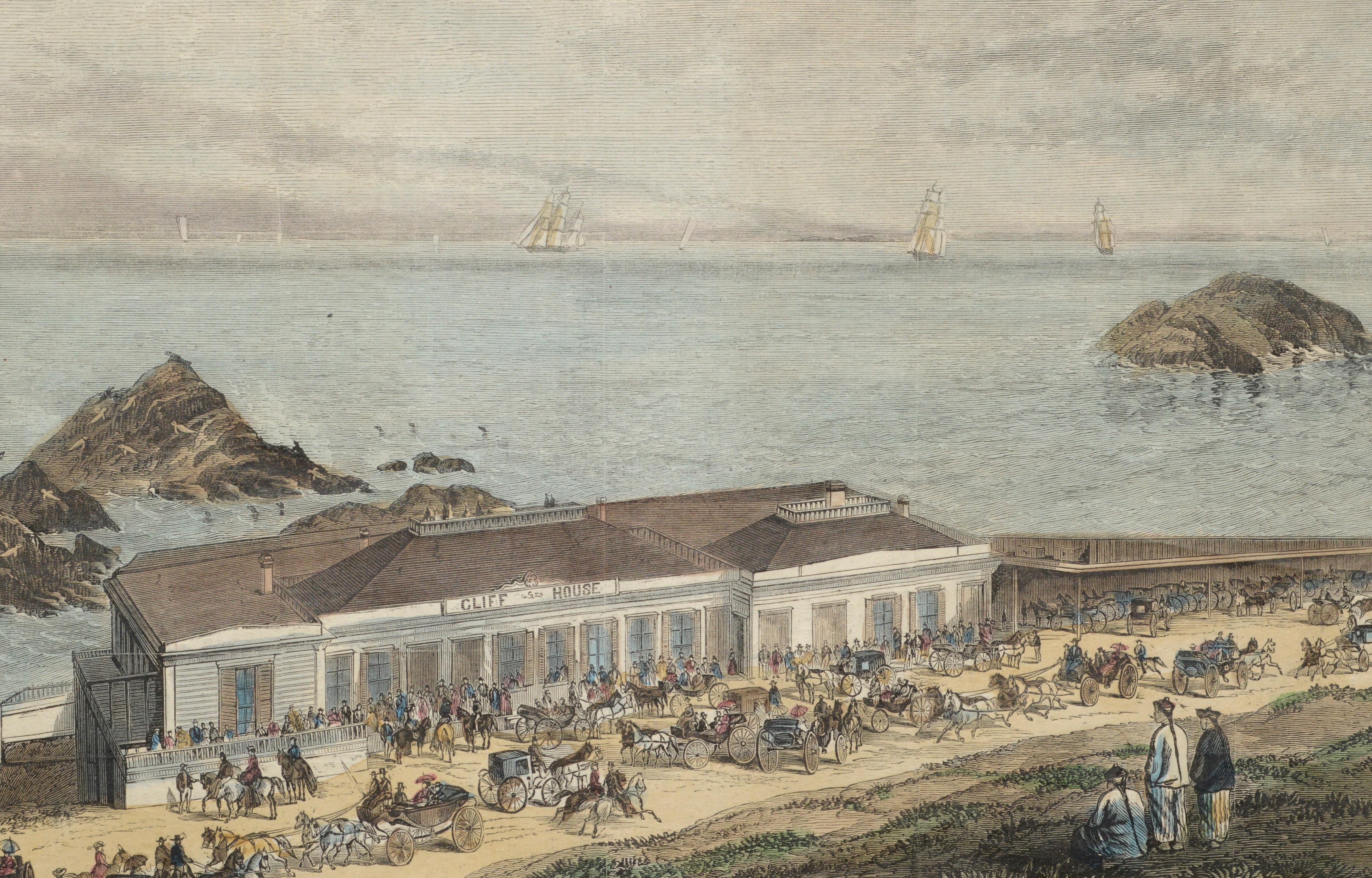 The Cliff House, San Francisco - Hand Colored Engraving - Aesthetic Movement Art by Houseworth