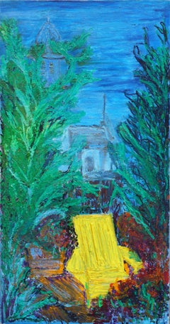 Vintage Fauvist San Francisco Nocturnal Landscape with Adirondack Chair