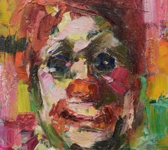 Diminutive Mid Century Expressionist Clown Portrait #1