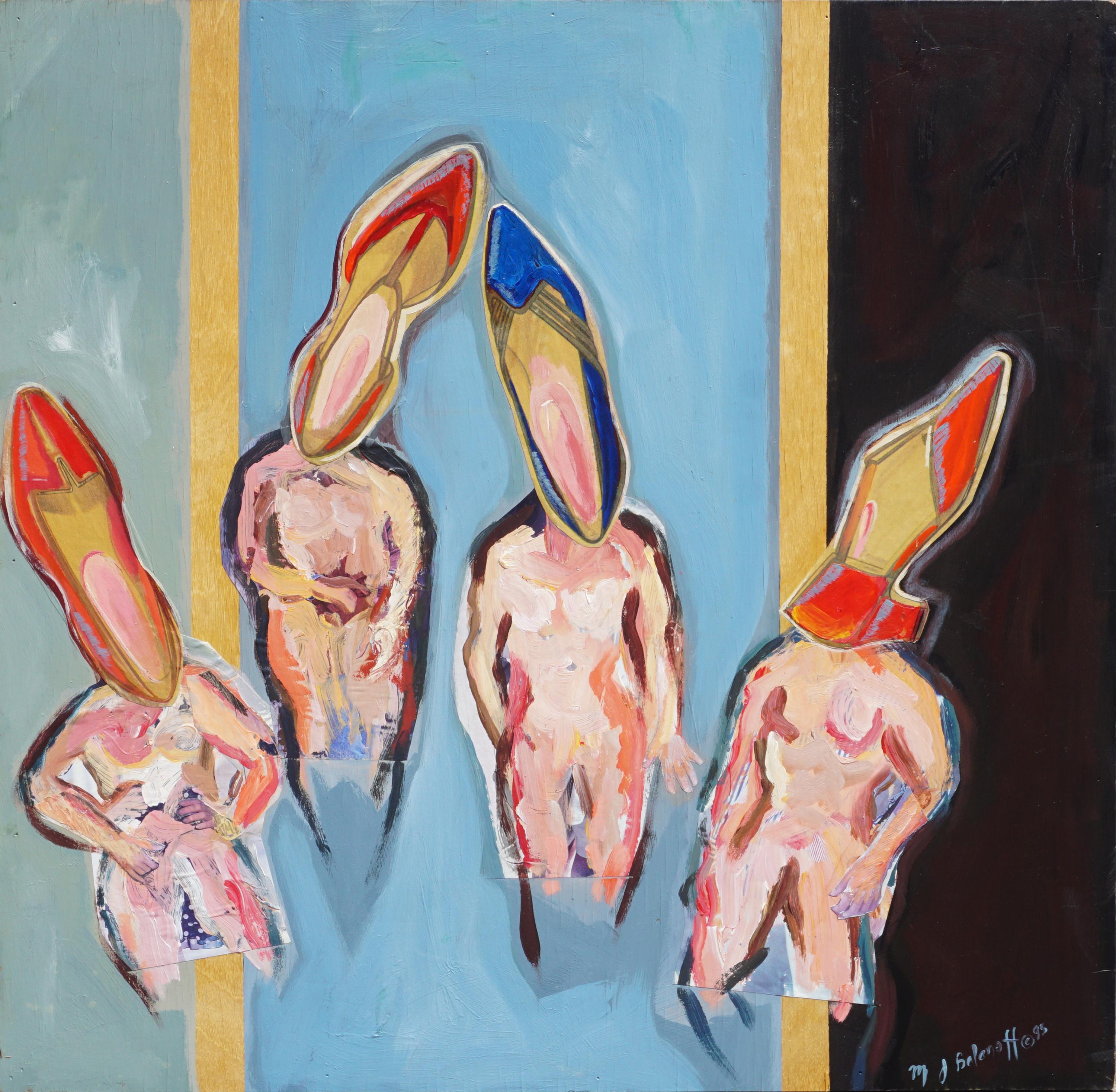 Shoe Fetish! Whimsical Surrealist Abstract Figurative with High Heel Heads 