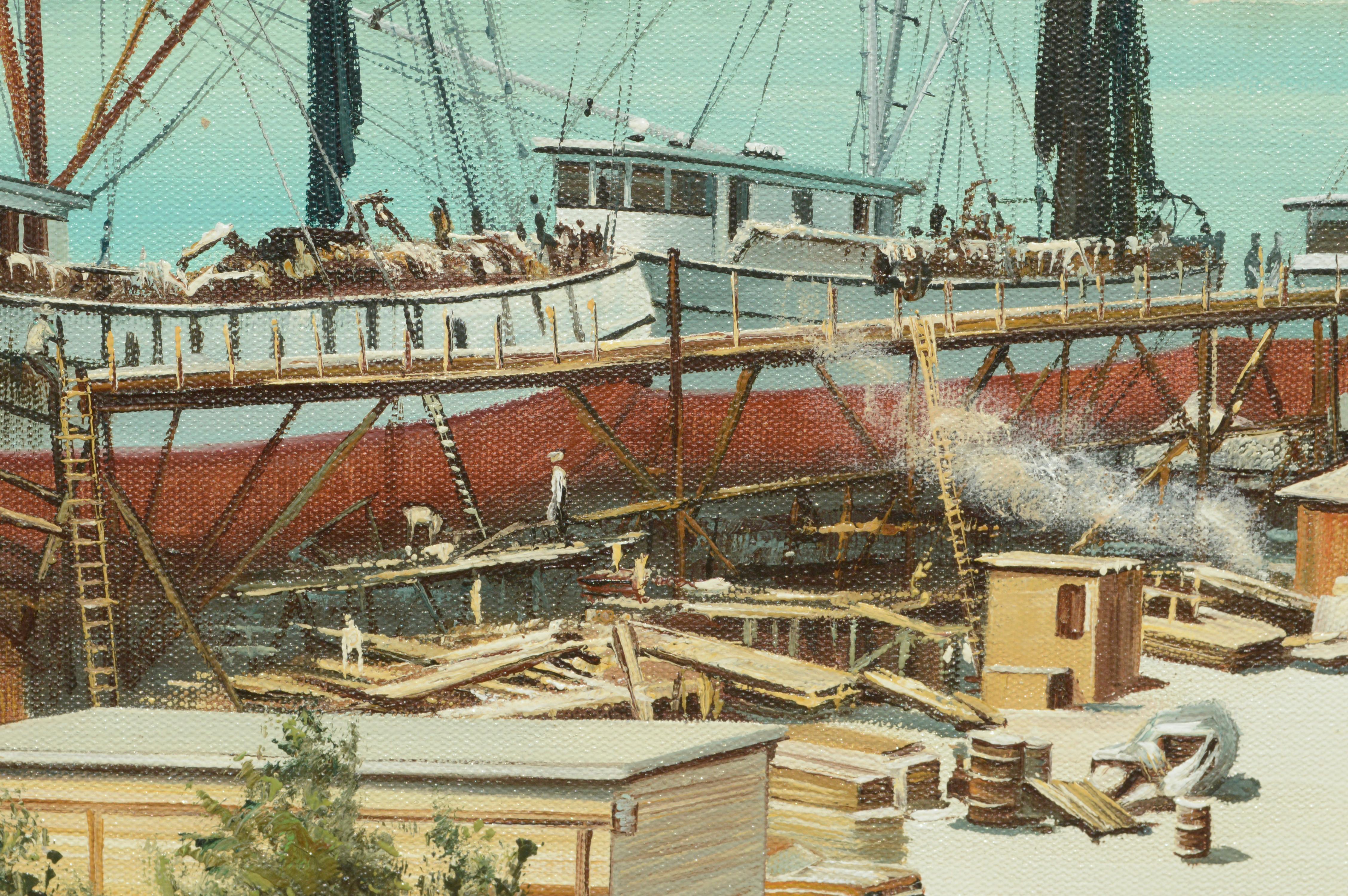 Gulf Star at the Dock - Painting by S. Wenly