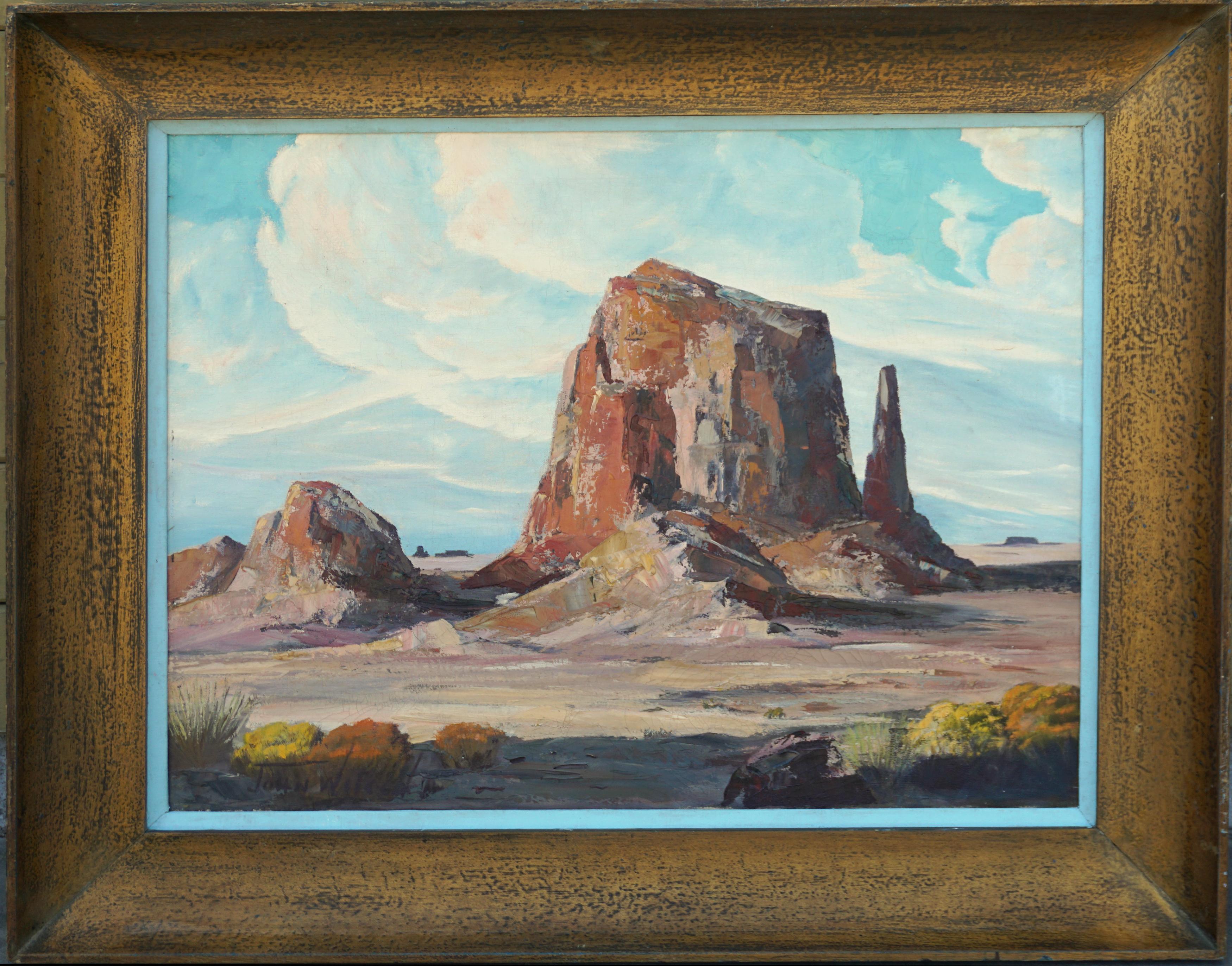John W. Wilcox  Landscape Painting - Sherman Rocks - Mid Century Utah Desert Rock Formation Landscape, 1940s